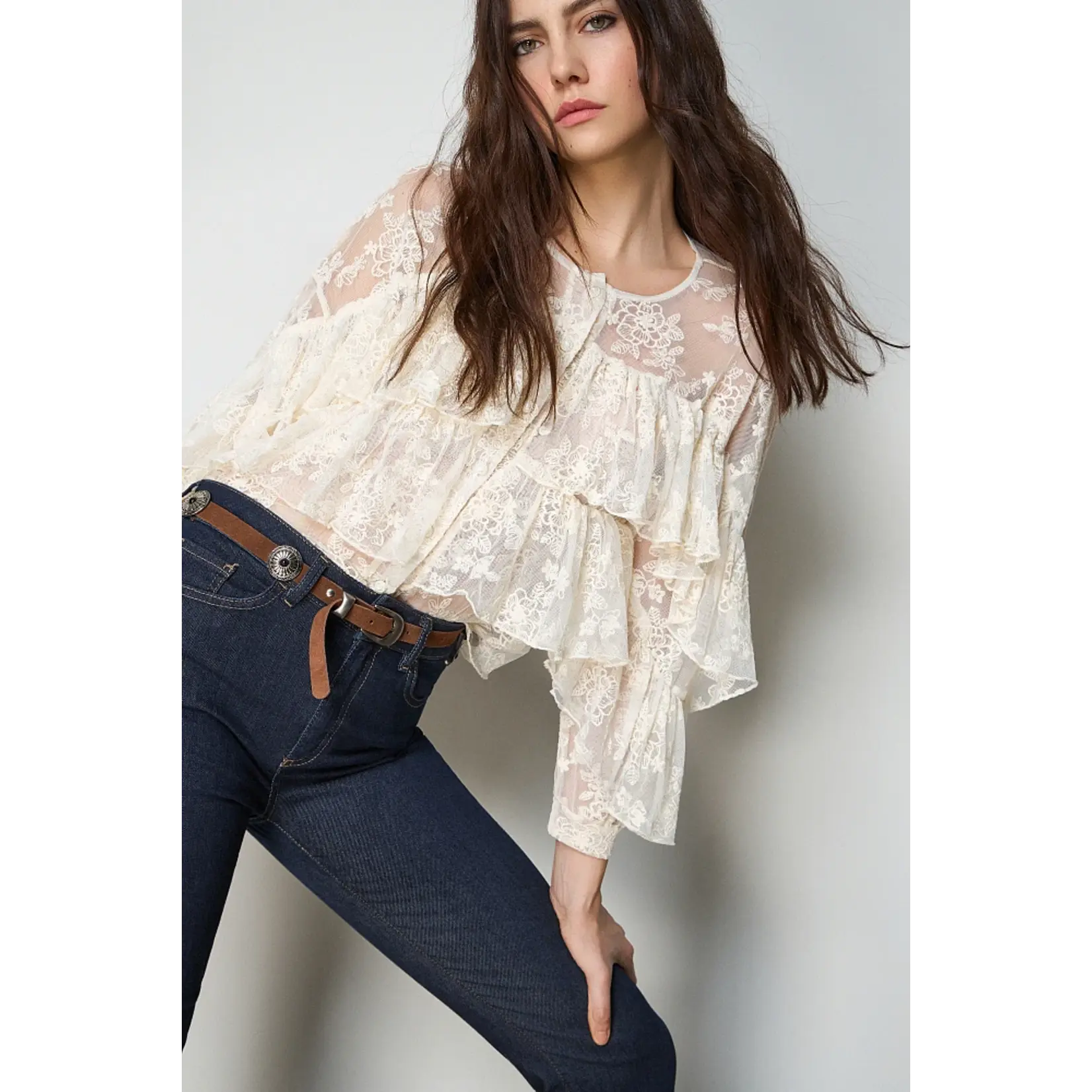 BSB BSB - Blouse met Kant - Vanille