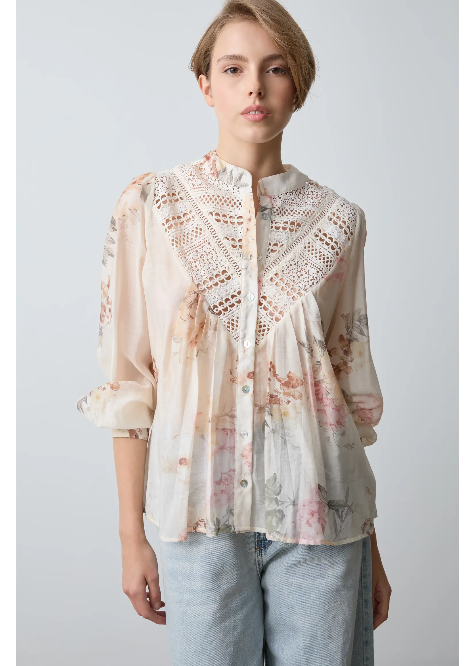 BSB BSB - Florale Blouse - Ivoor