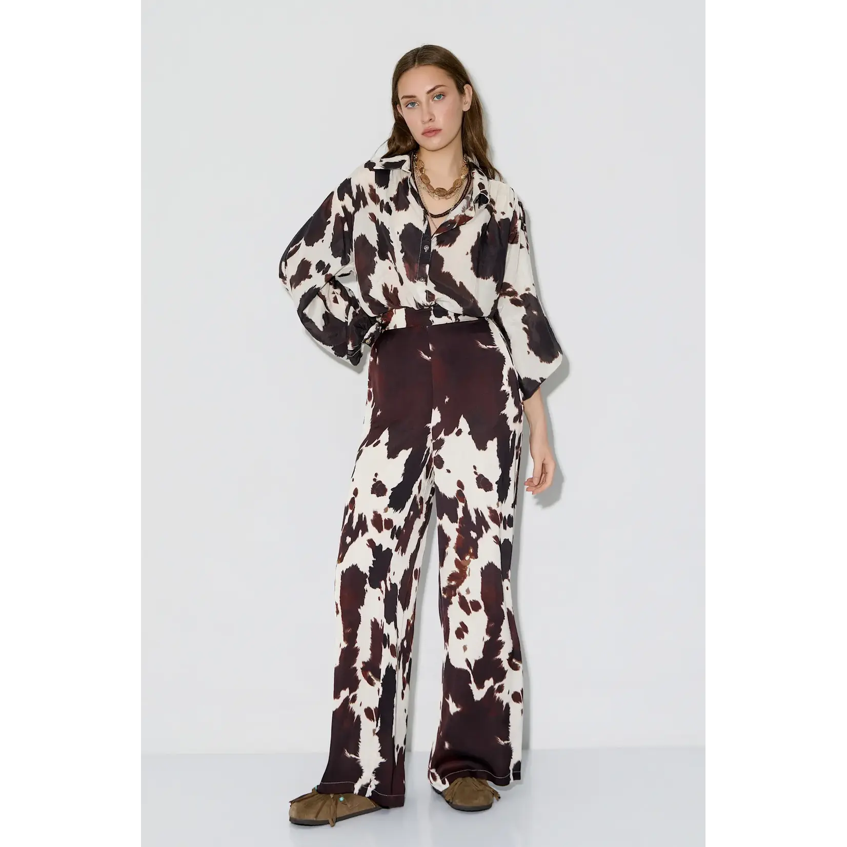 BSB BSB - Broek met Print - Chocolade