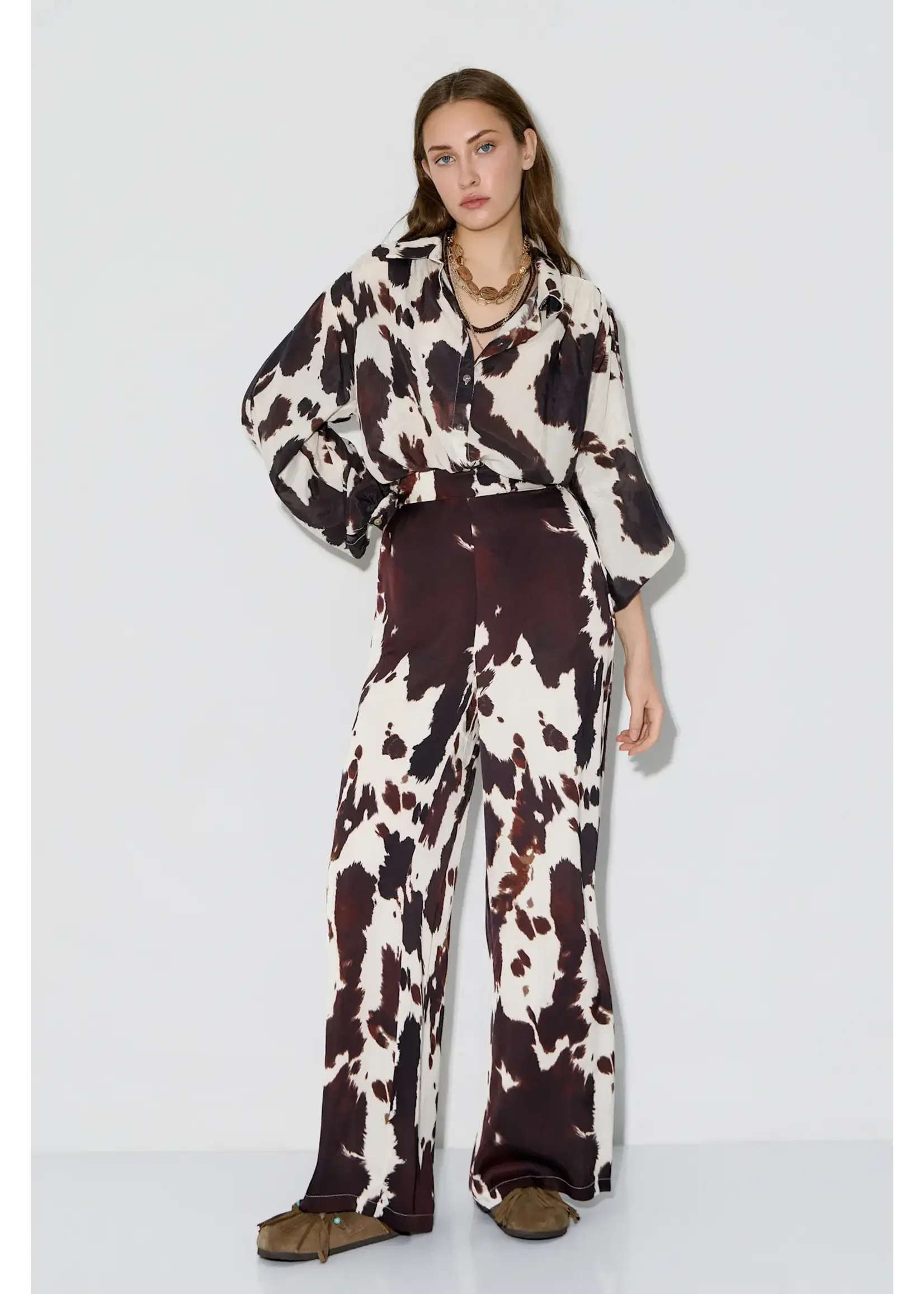 BSB BSB - Broek met Print - Chocolade