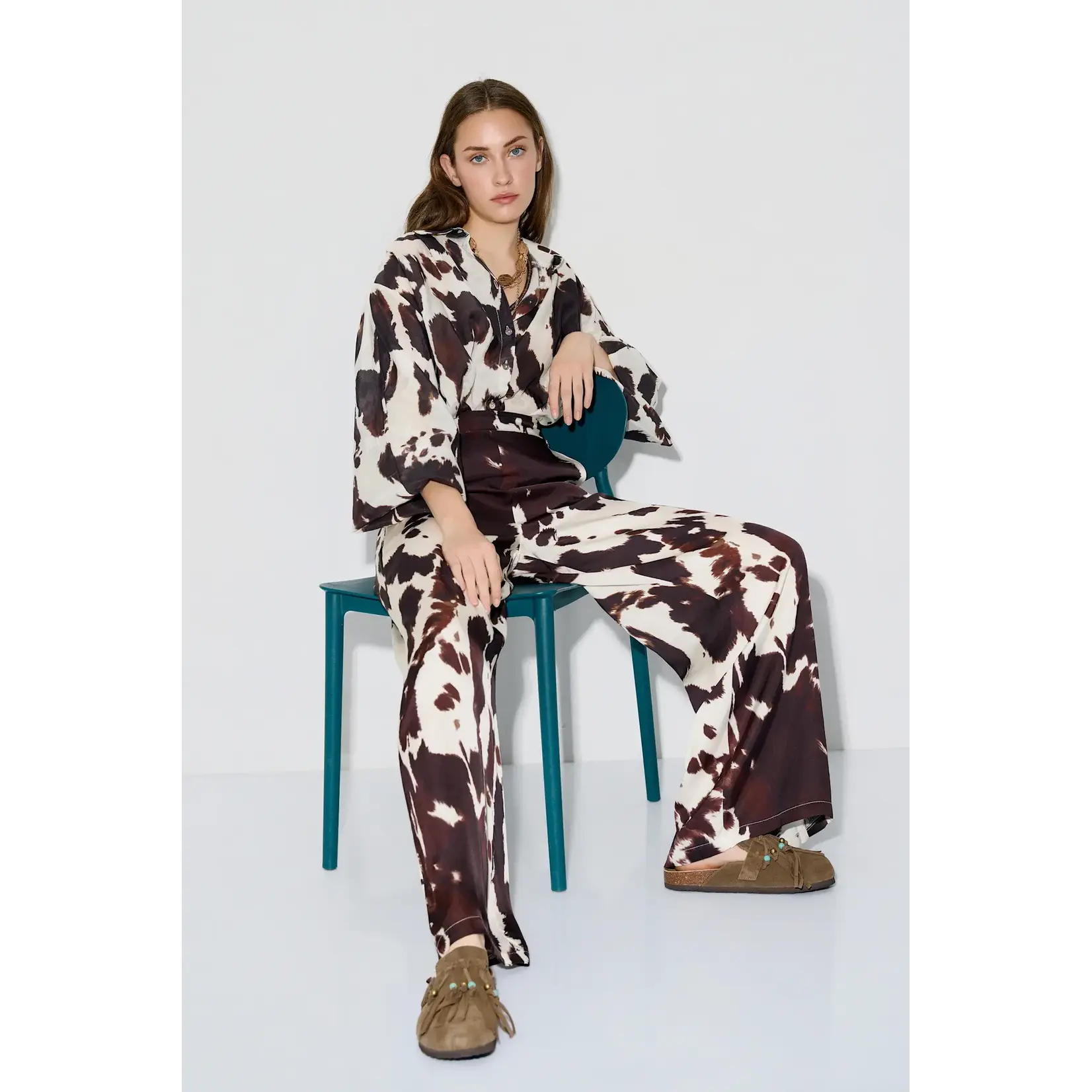 BSB BSB - Broek met Print - Chocolade