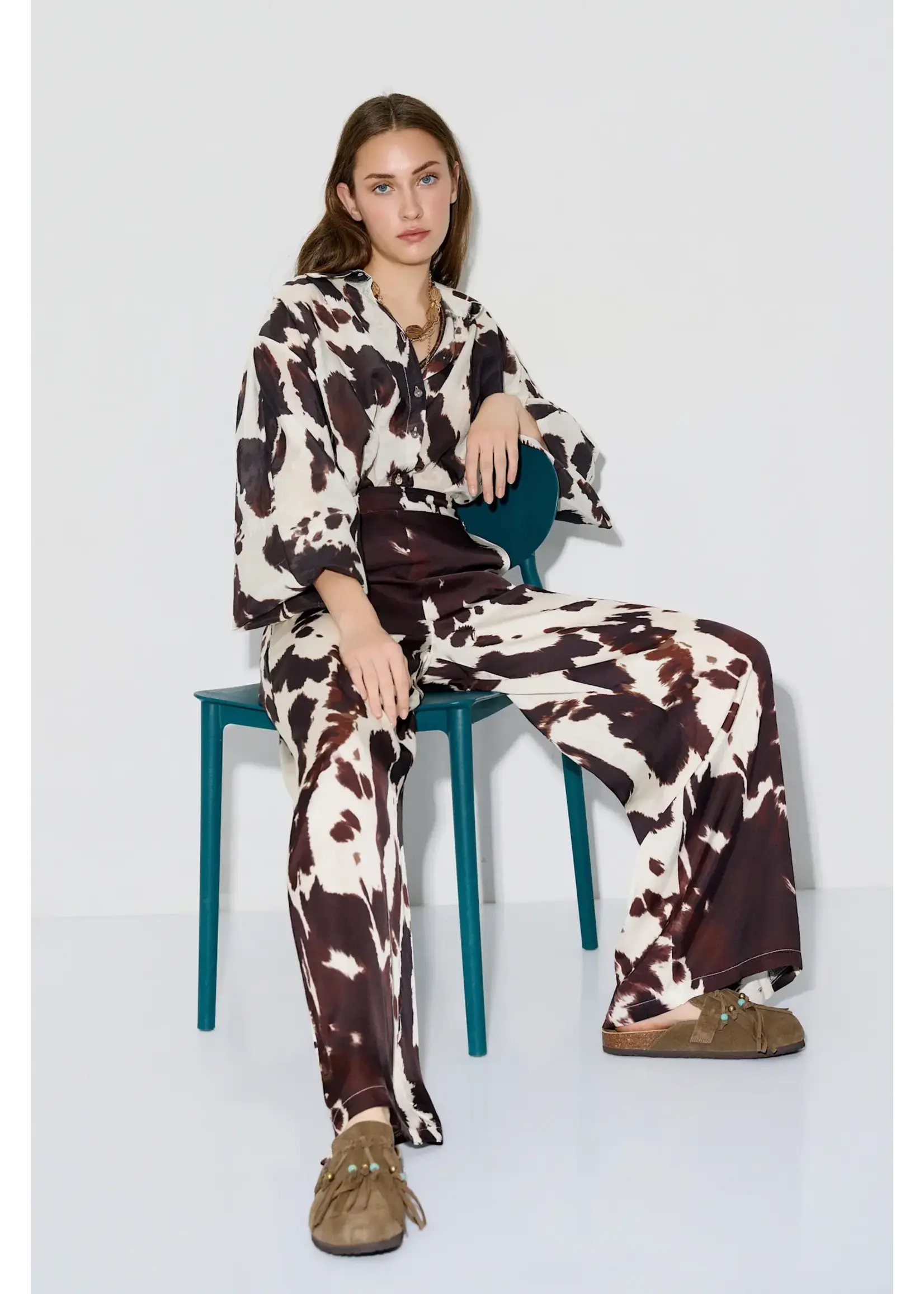 BSB BSB - Broek met Print - Chocolade