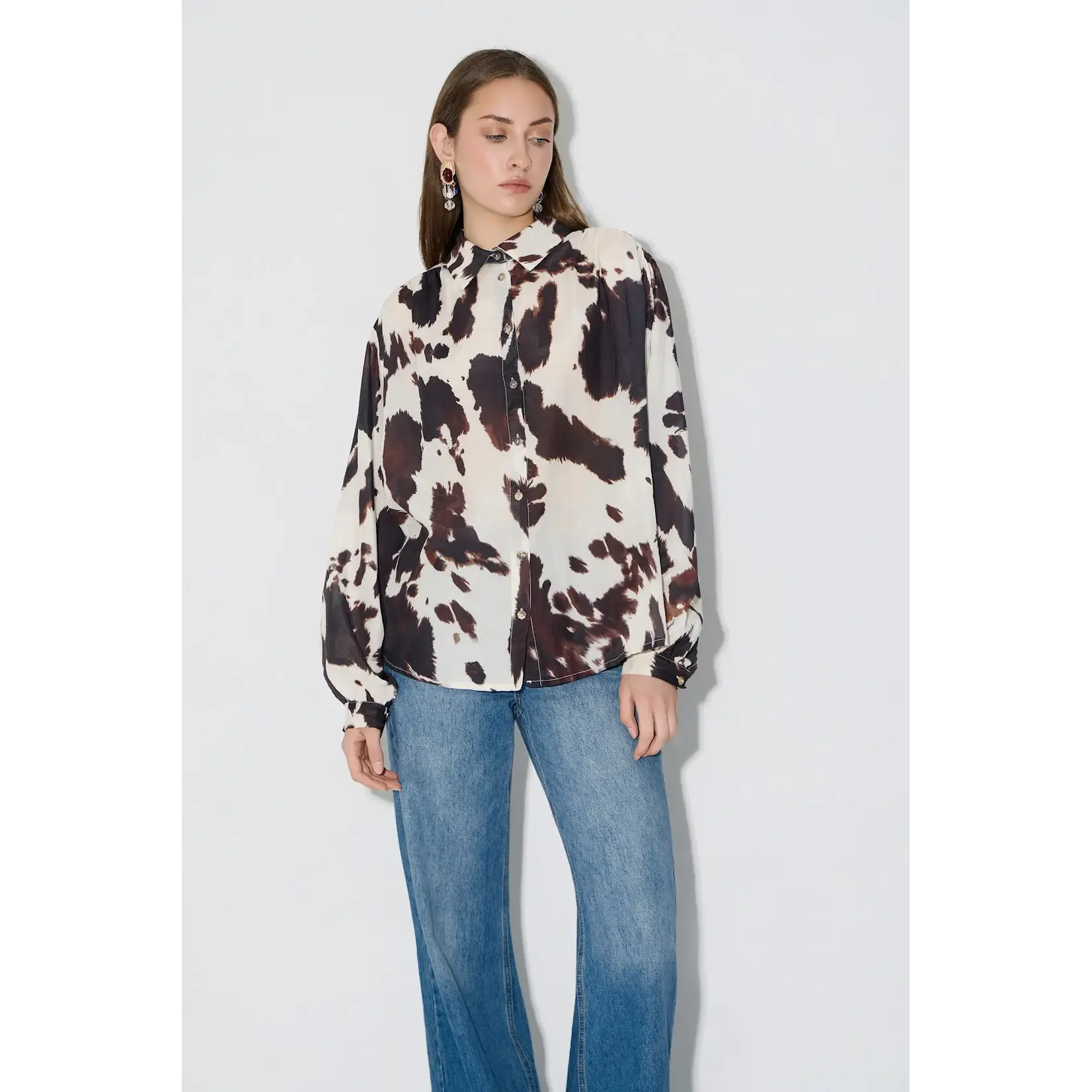 BSB BSB - Blouse met print - Chocolade