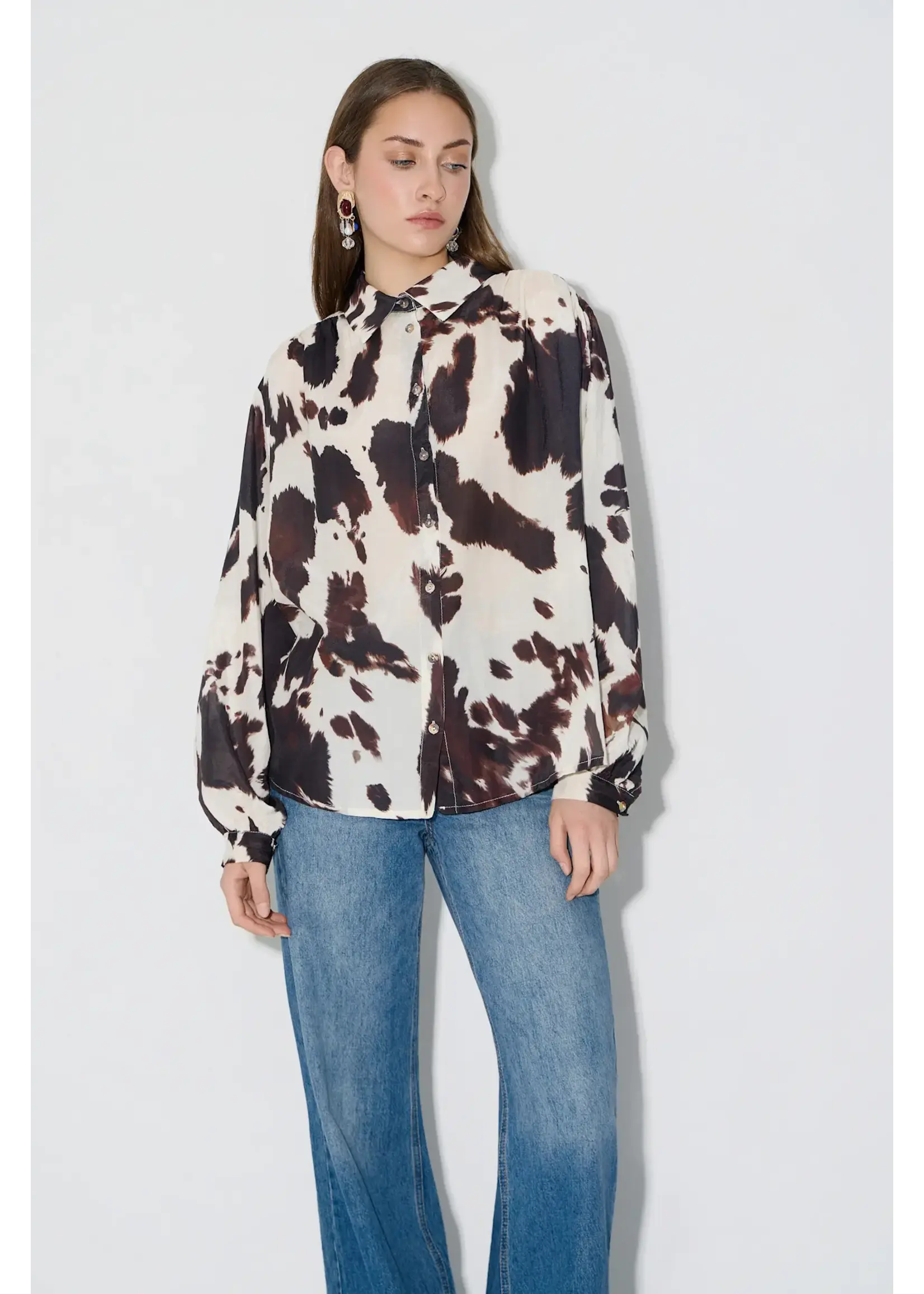 BSB BSB - Blouse met print - Chocolade