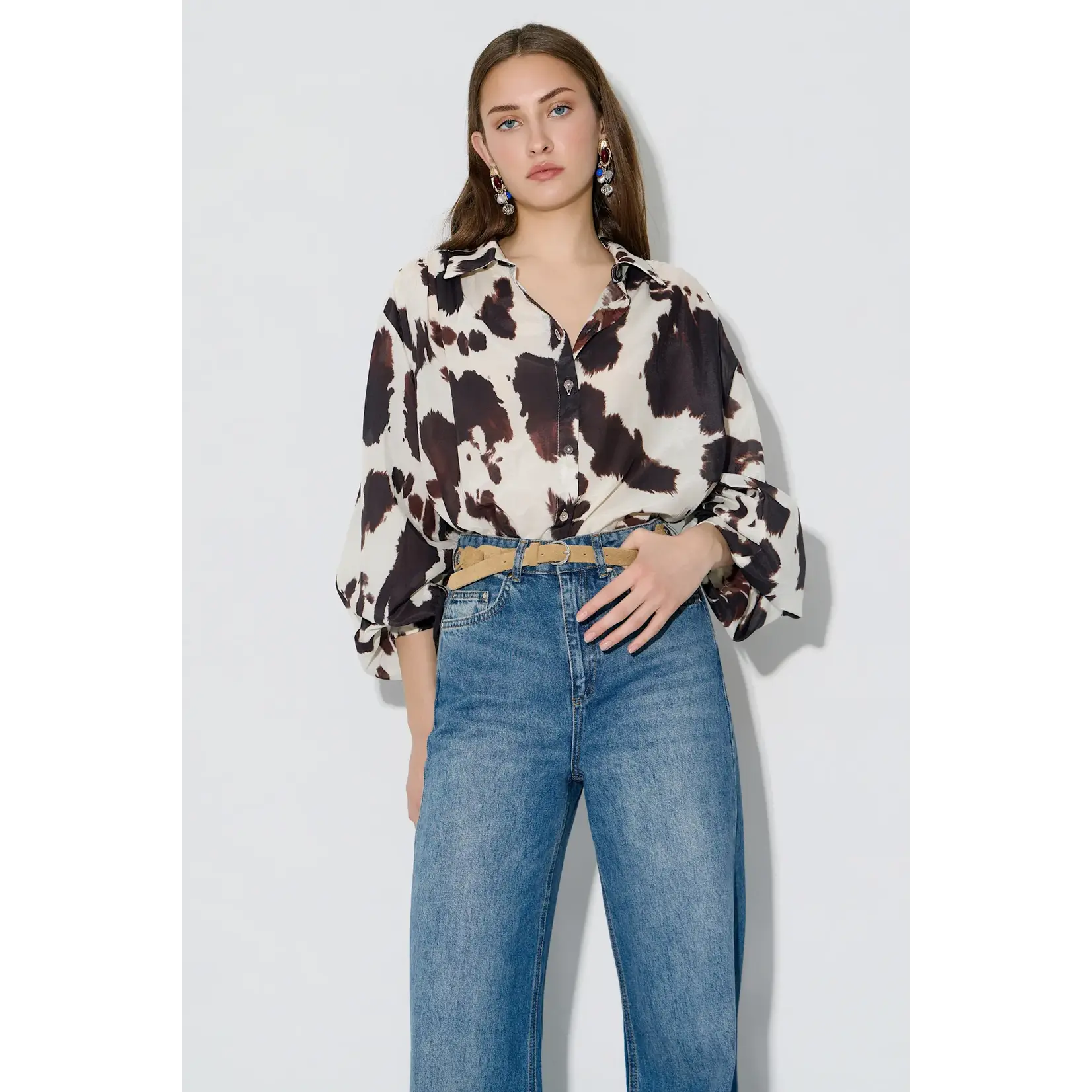 BSB BSB - Blouse met print - Chocolade
