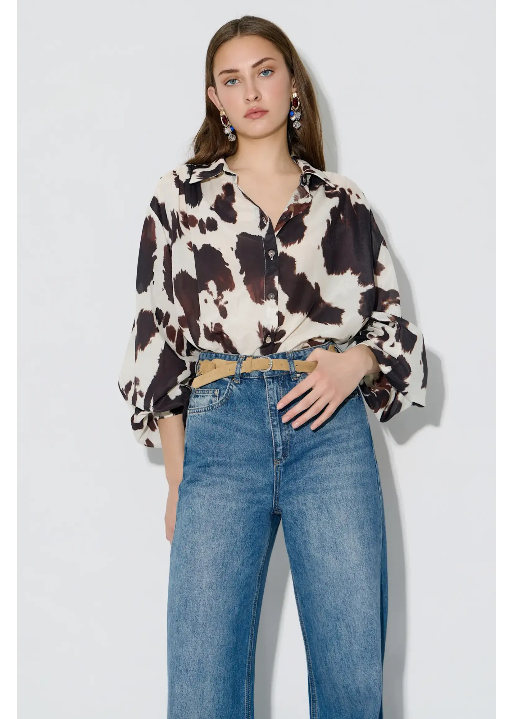 BSB BSB - Blouse met print - Chocolade
