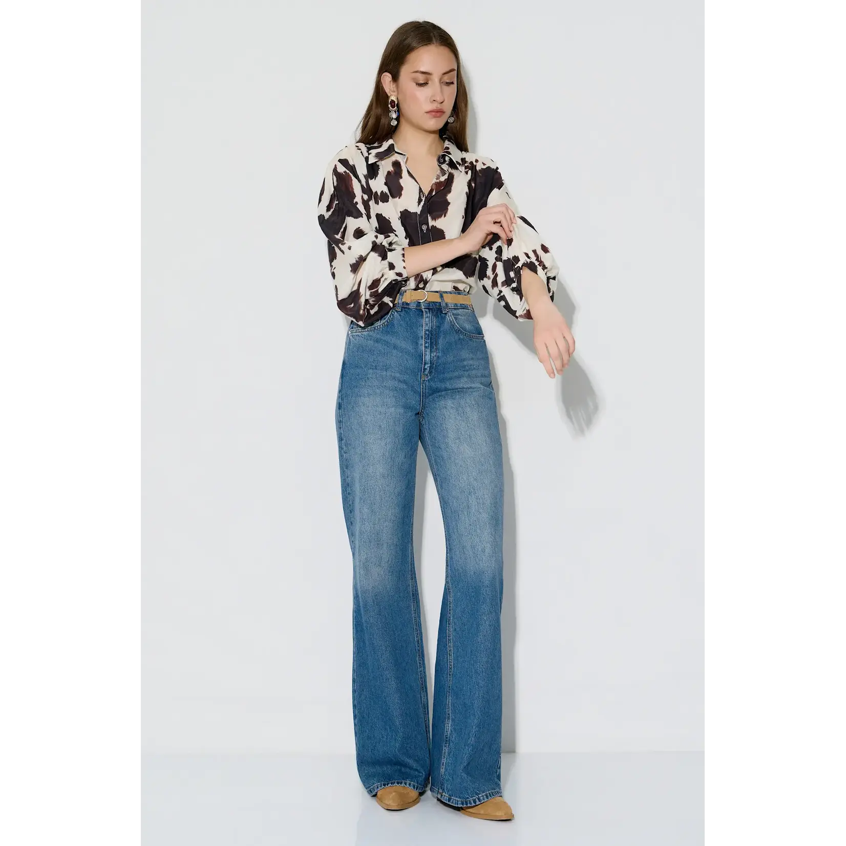 BSB BSB - Blouse met print - Chocolade