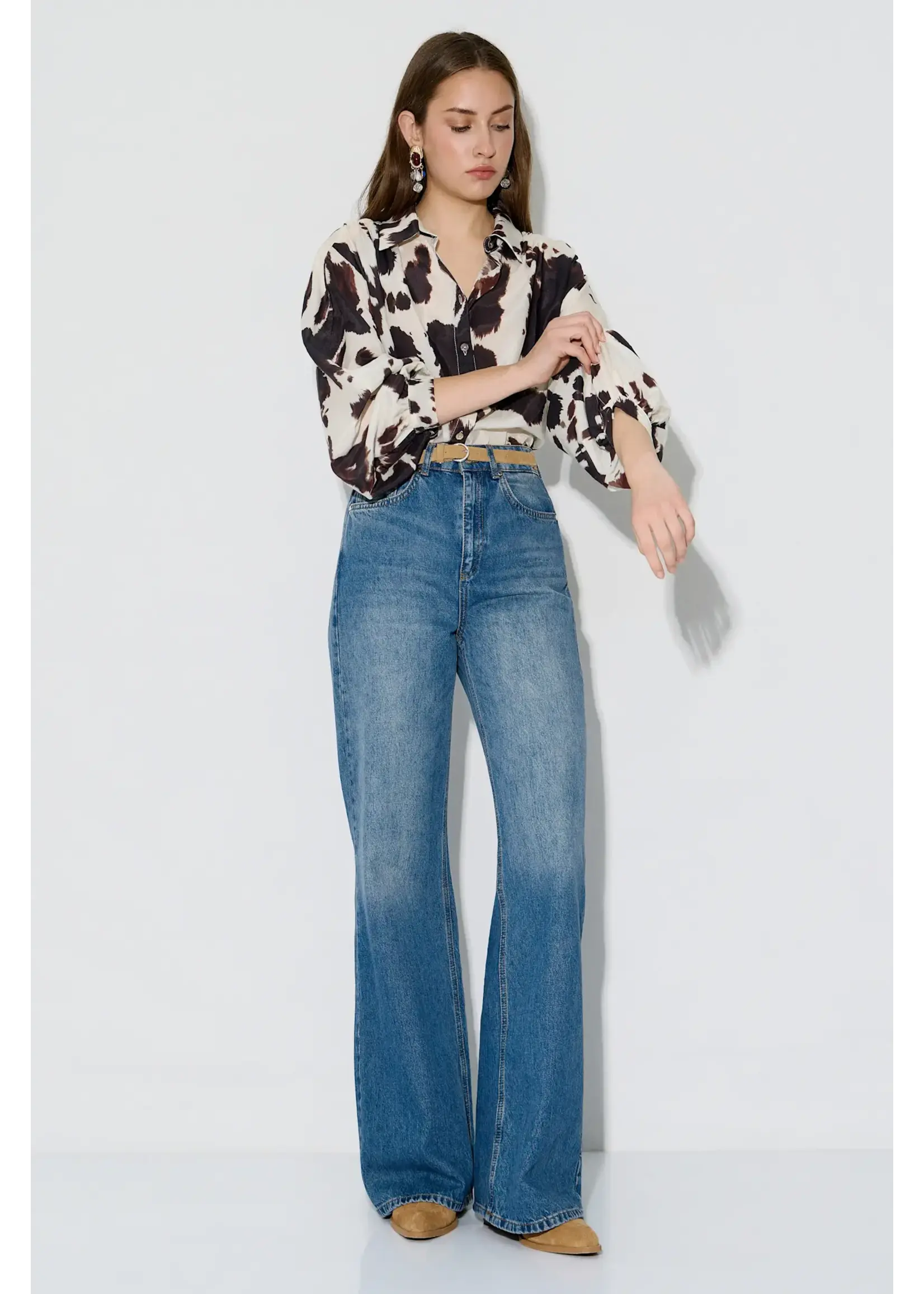 BSB BSB - Blouse met print - Chocolade