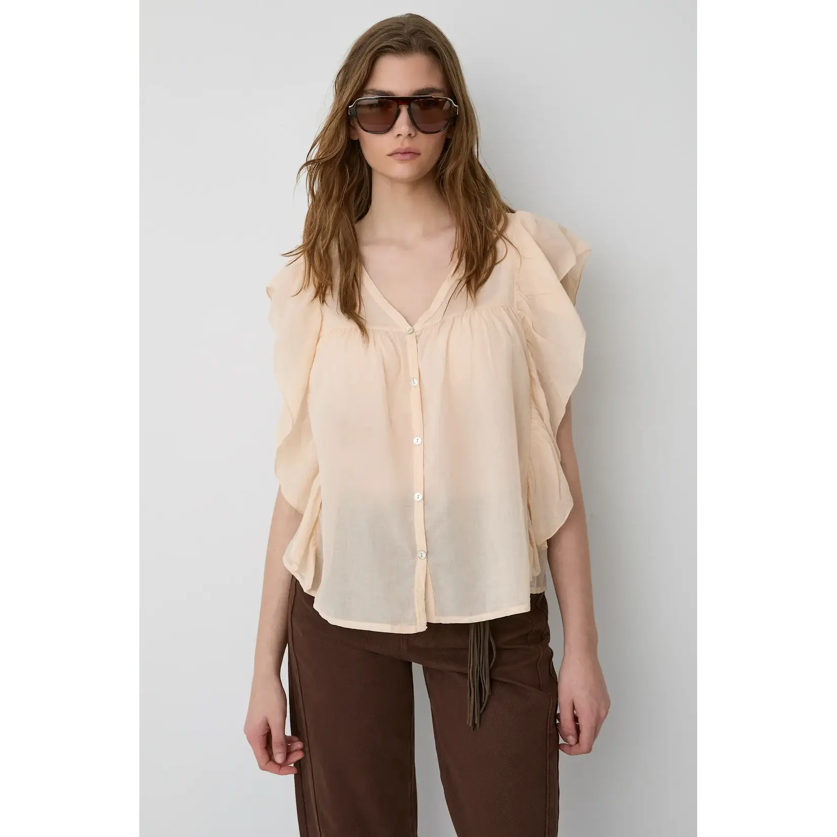 BSB BSB - Blouse met ruches - Lichtroze