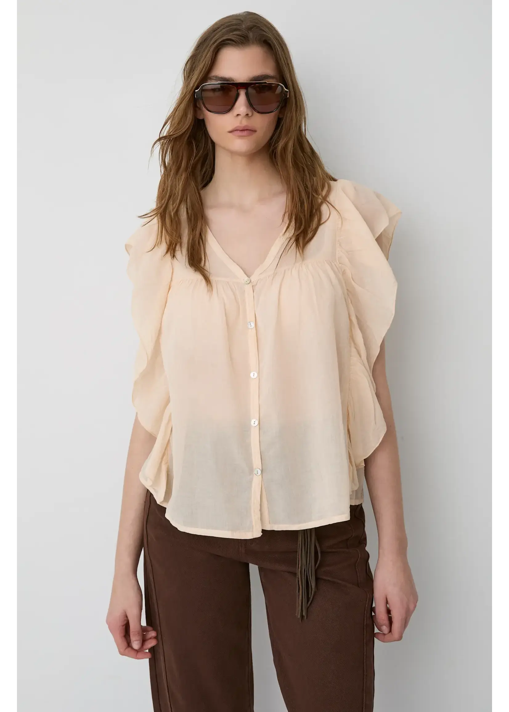 BSB BSB - Blouse met ruches - Lichtroze