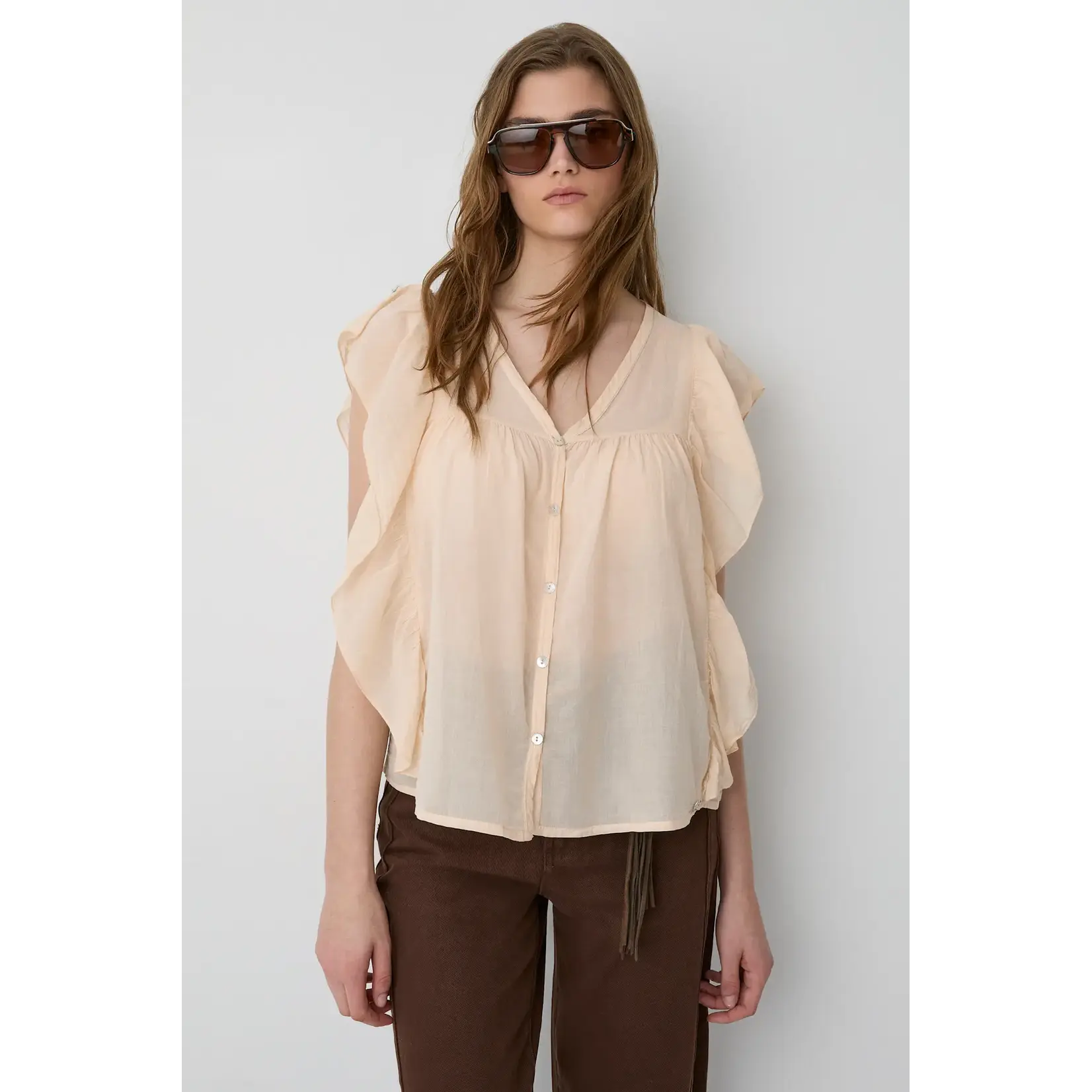 BSB BSB - Blouse met ruches - Lichtroze