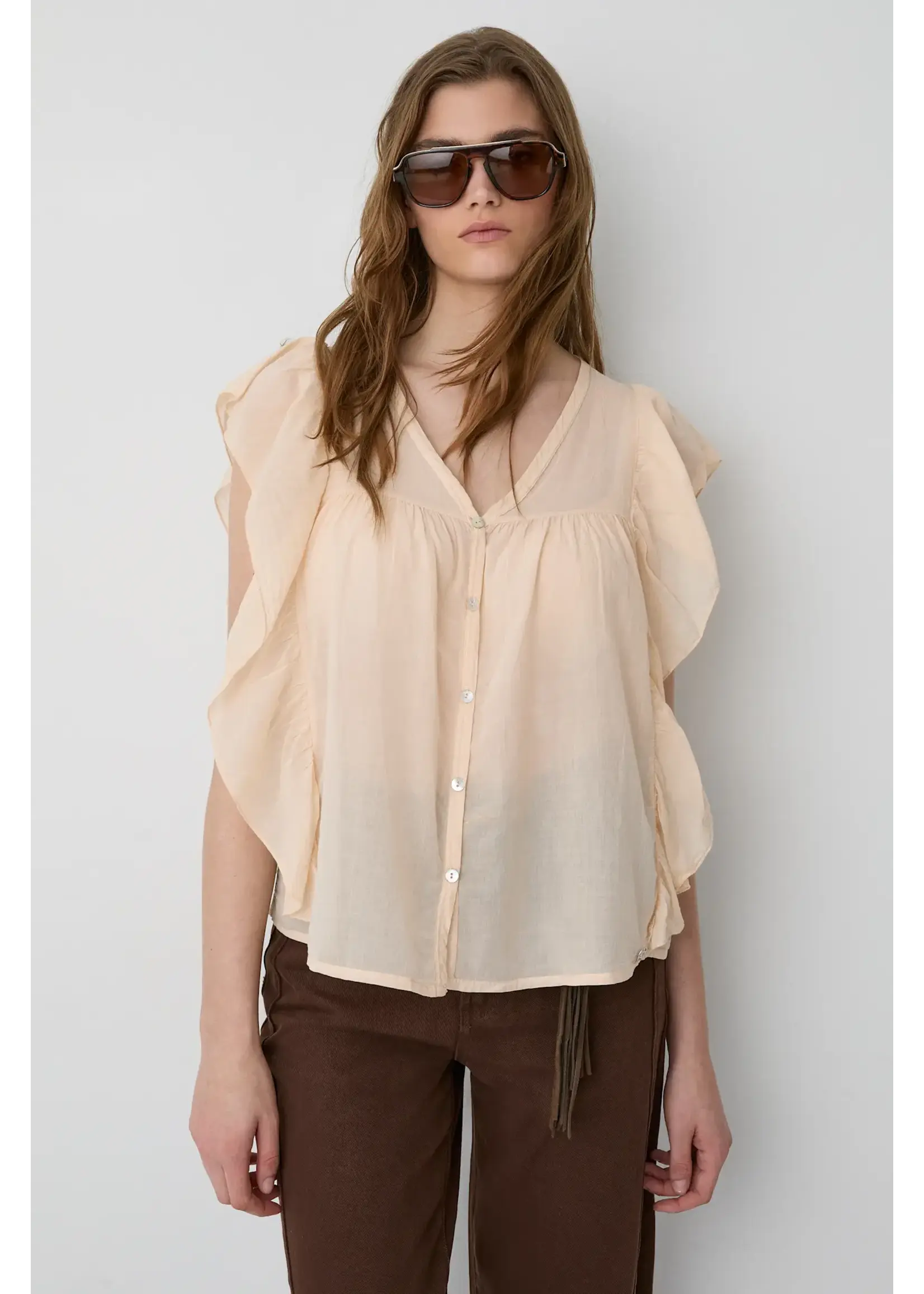 BSB BSB - Blouse met ruches - Lichtroze
