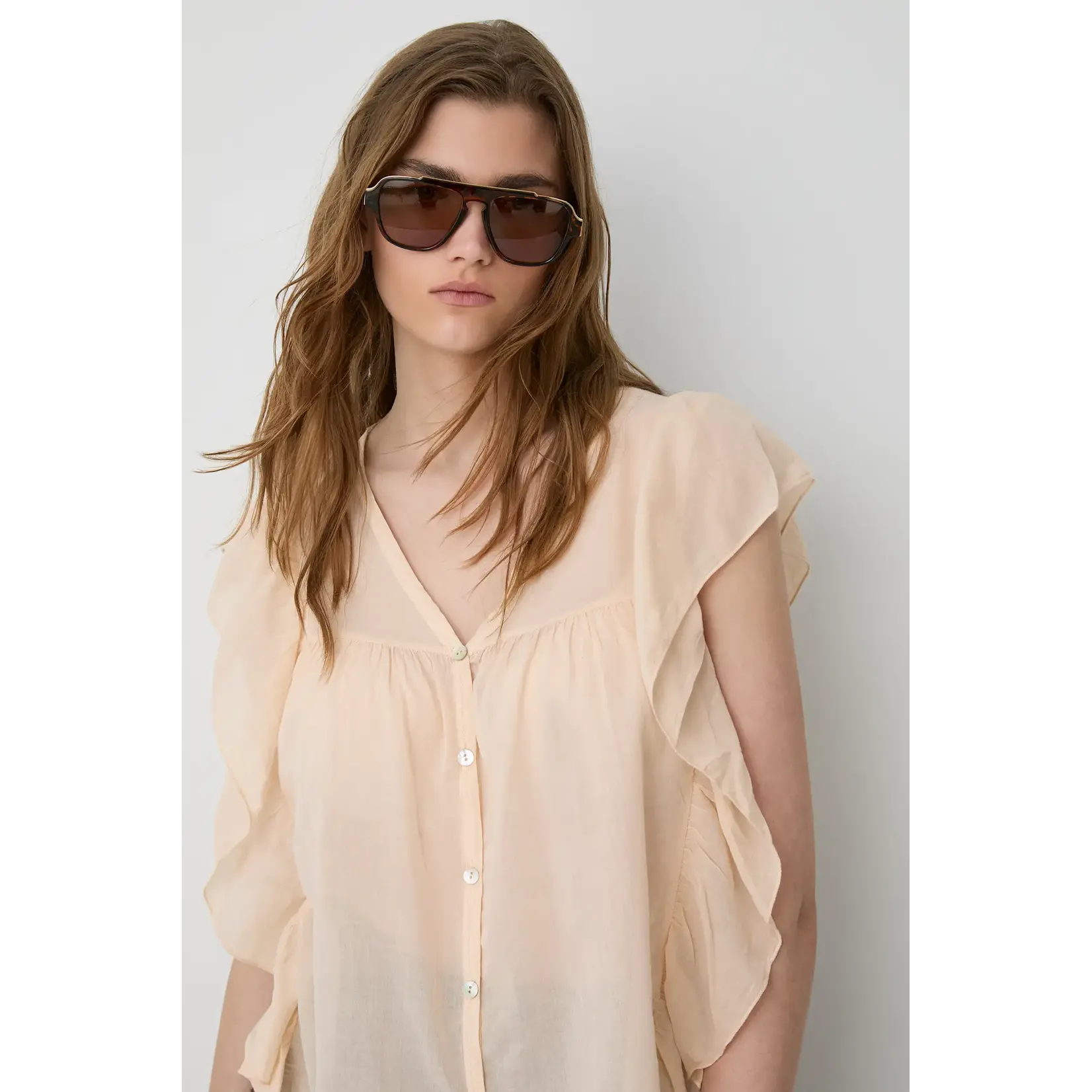 BSB BSB - Blouse met ruches - Lichtroze