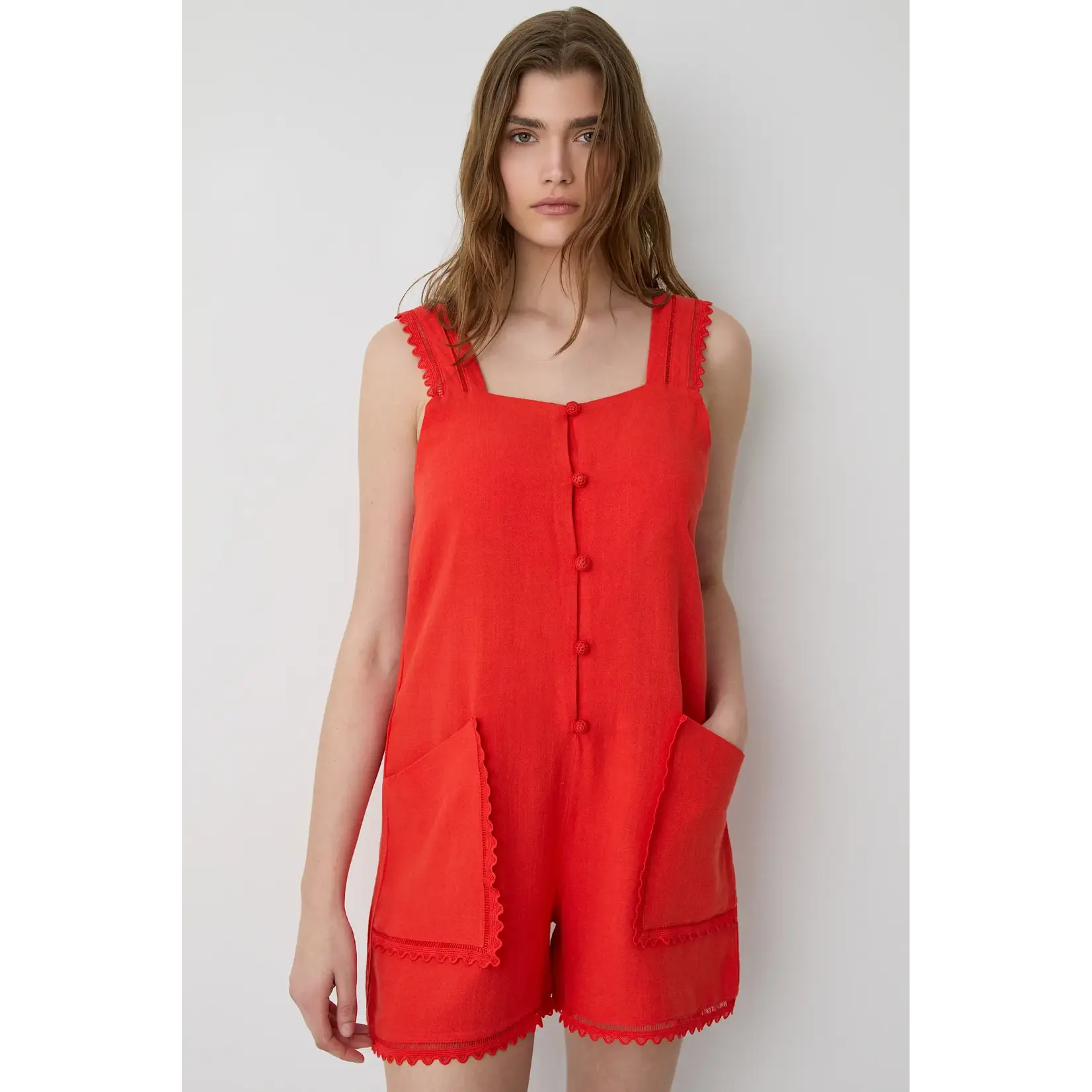 BSB BSB - Playsuit met kant - Rood