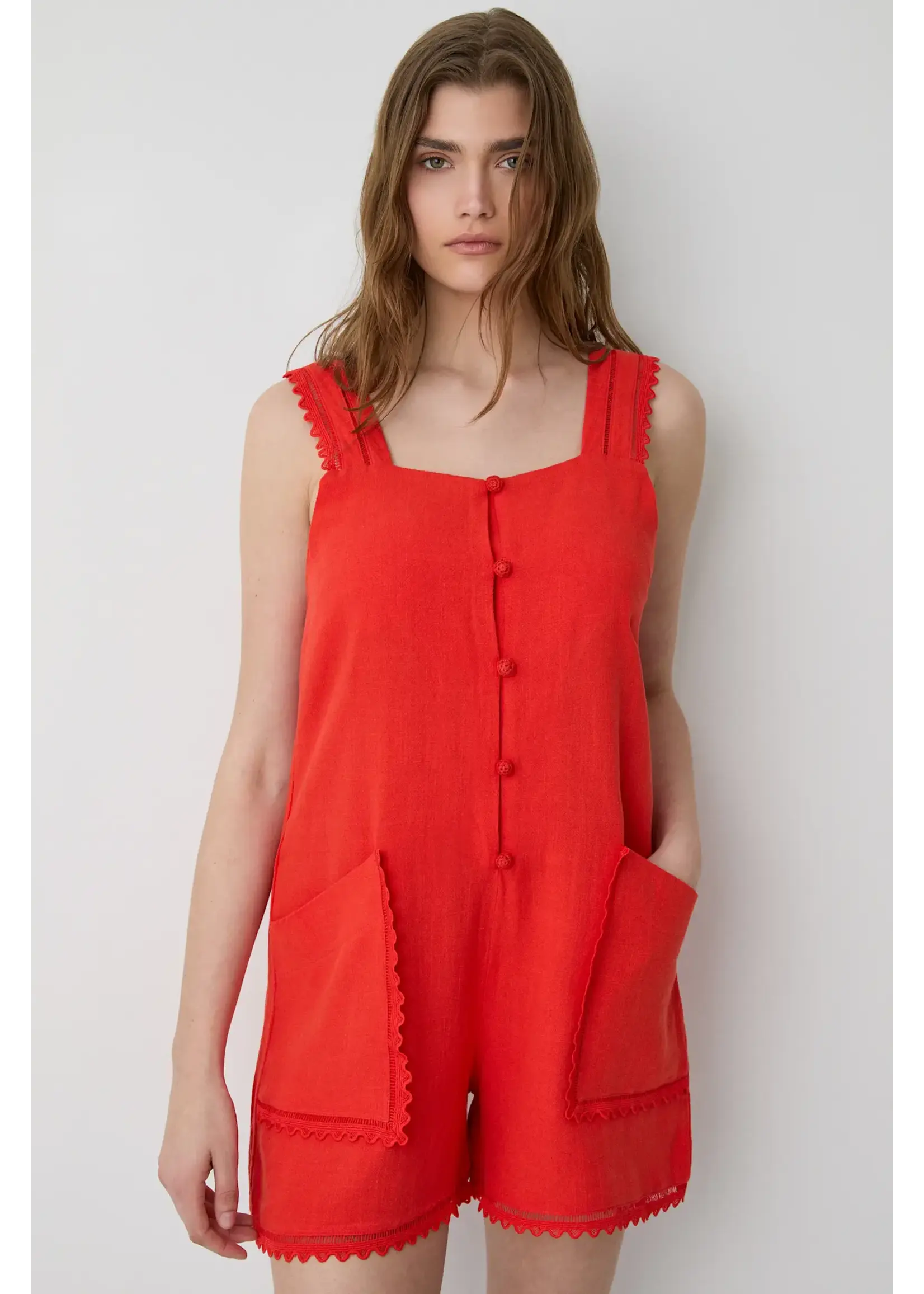 BSB BSB - Playsuit met kant - Rood