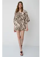 BSB BSB - Playsuit met print - Chocolade