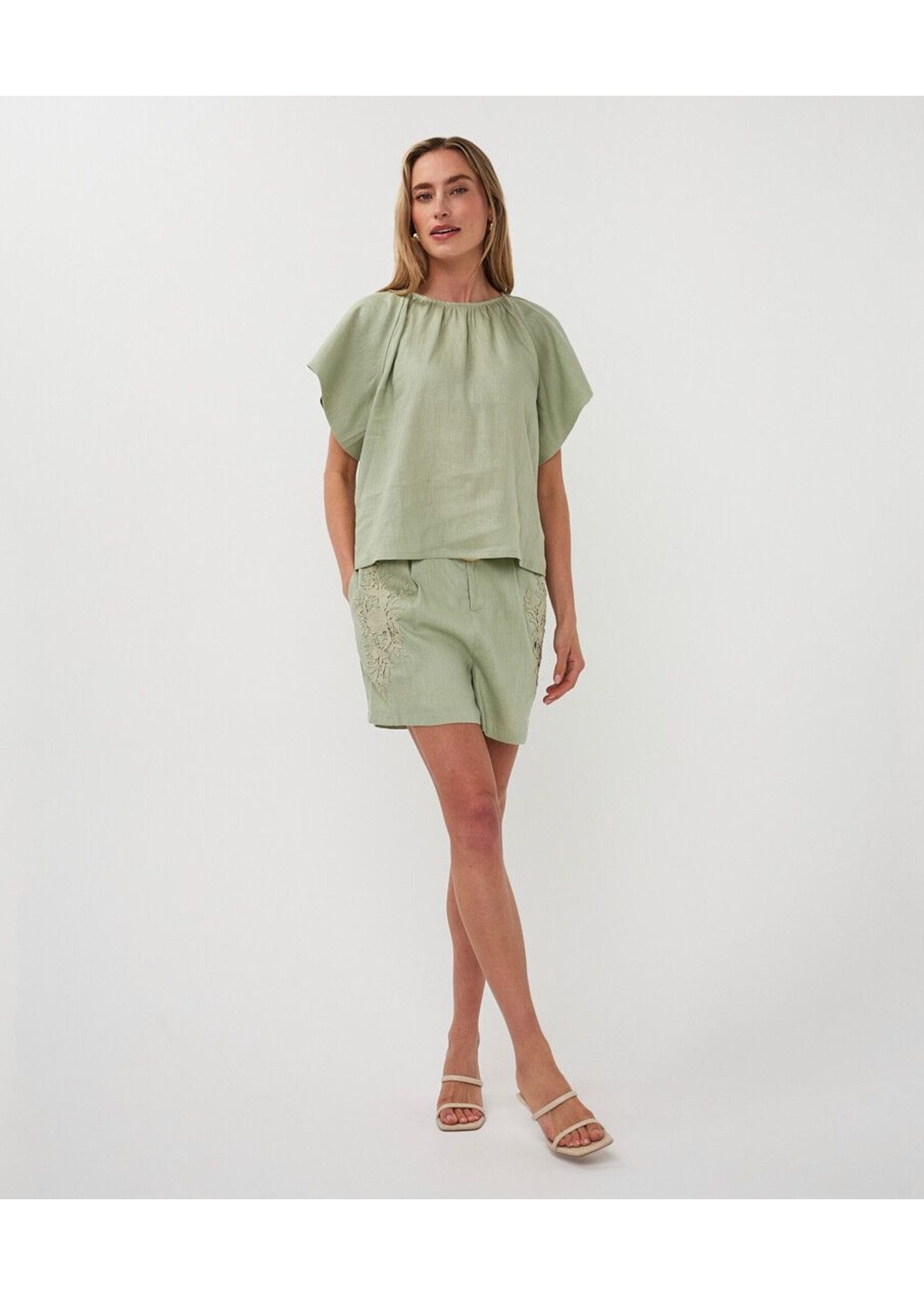 Esqualo Esqualo - Linnen Blouse - Soft Green