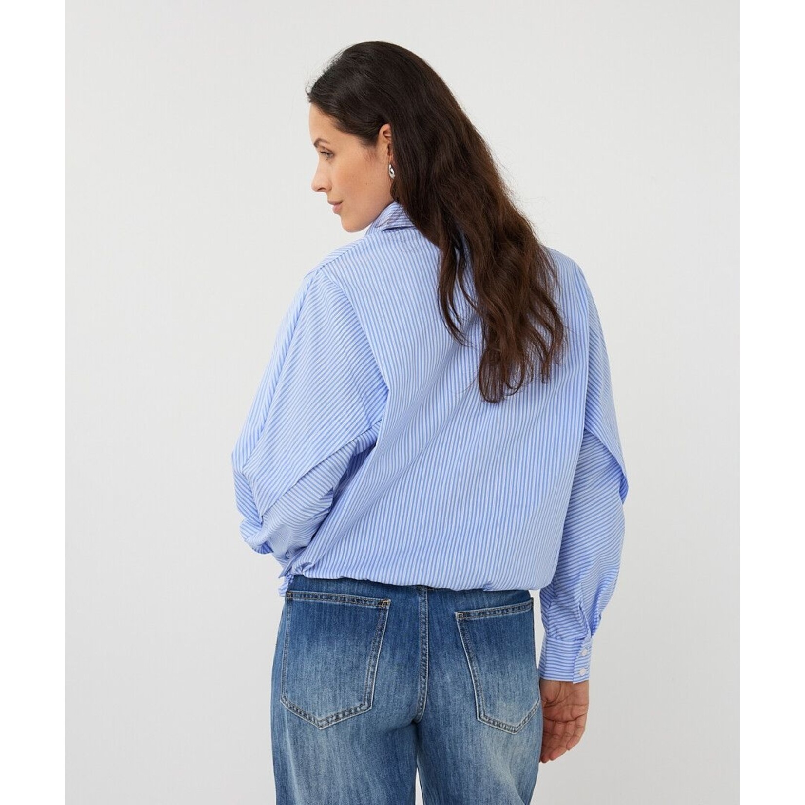 Esqualo Esqualo - Cropped Blouse - Wit/Blauw