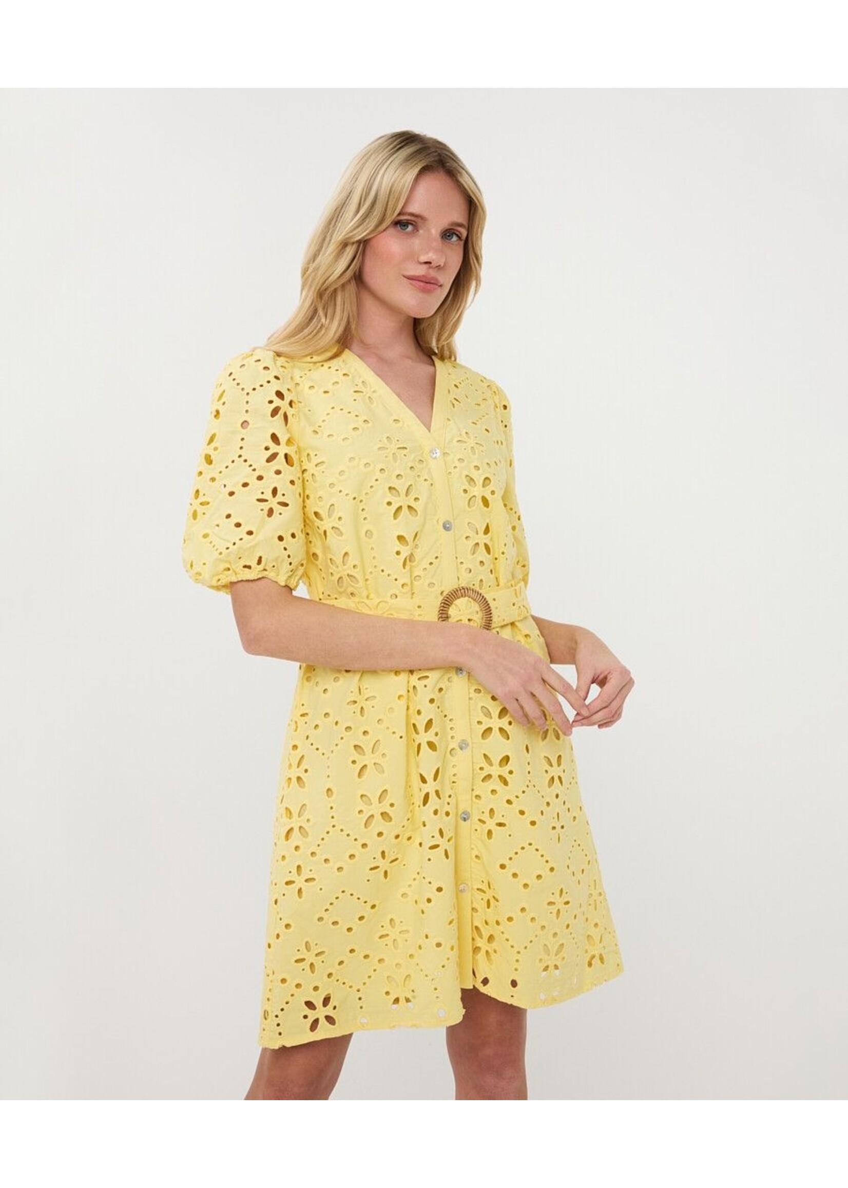 Esqualo Esqualo - Broderie Jurk - Lemon