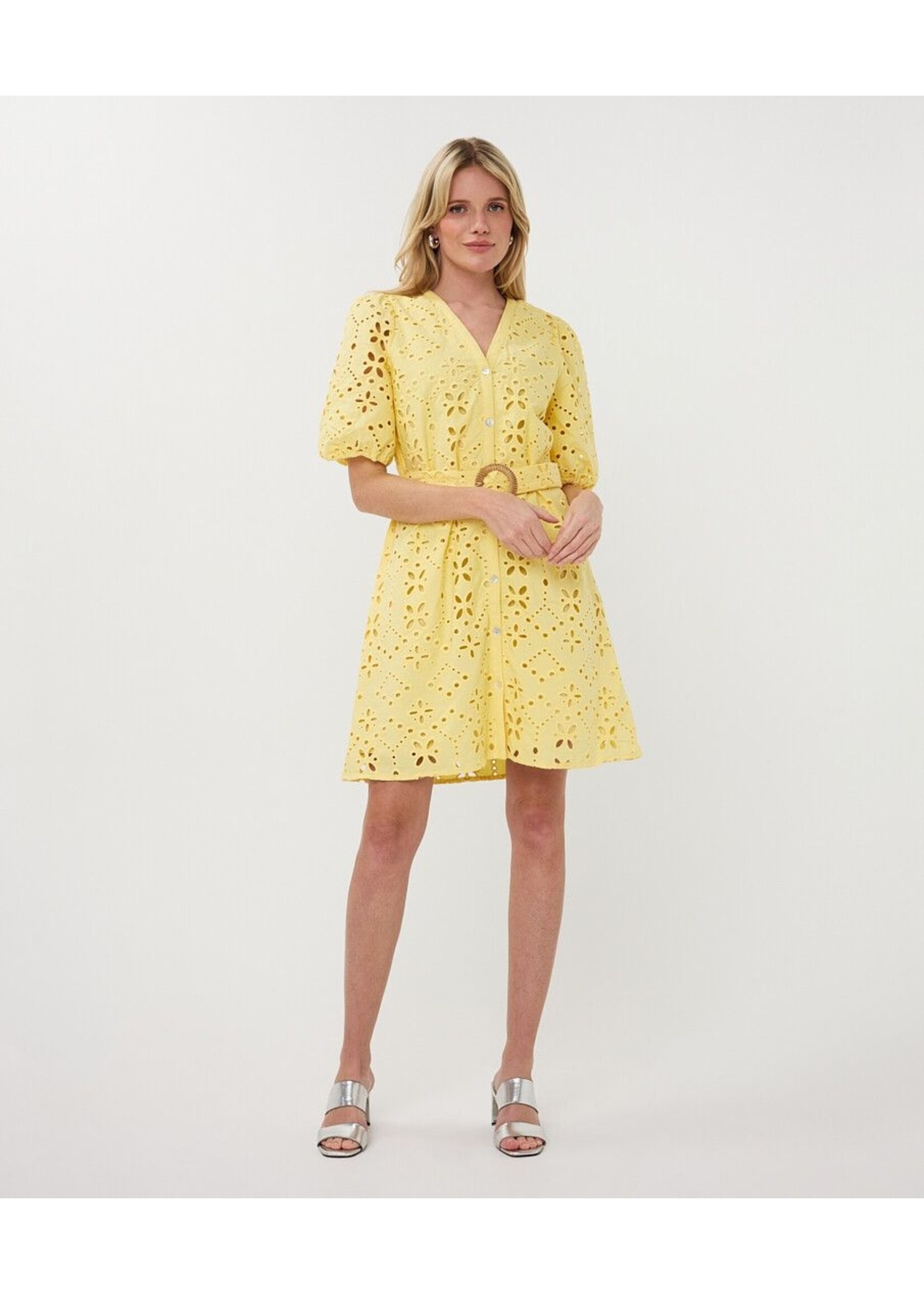 Esqualo Esqualo - Broderie Jurk - Lemon