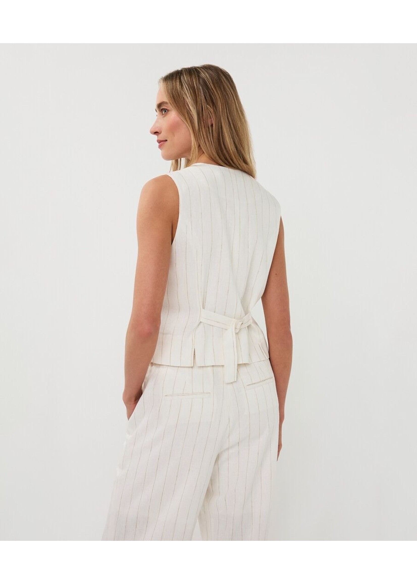Esqualo Esqualo - Linnen Gilet - Off White/Sand