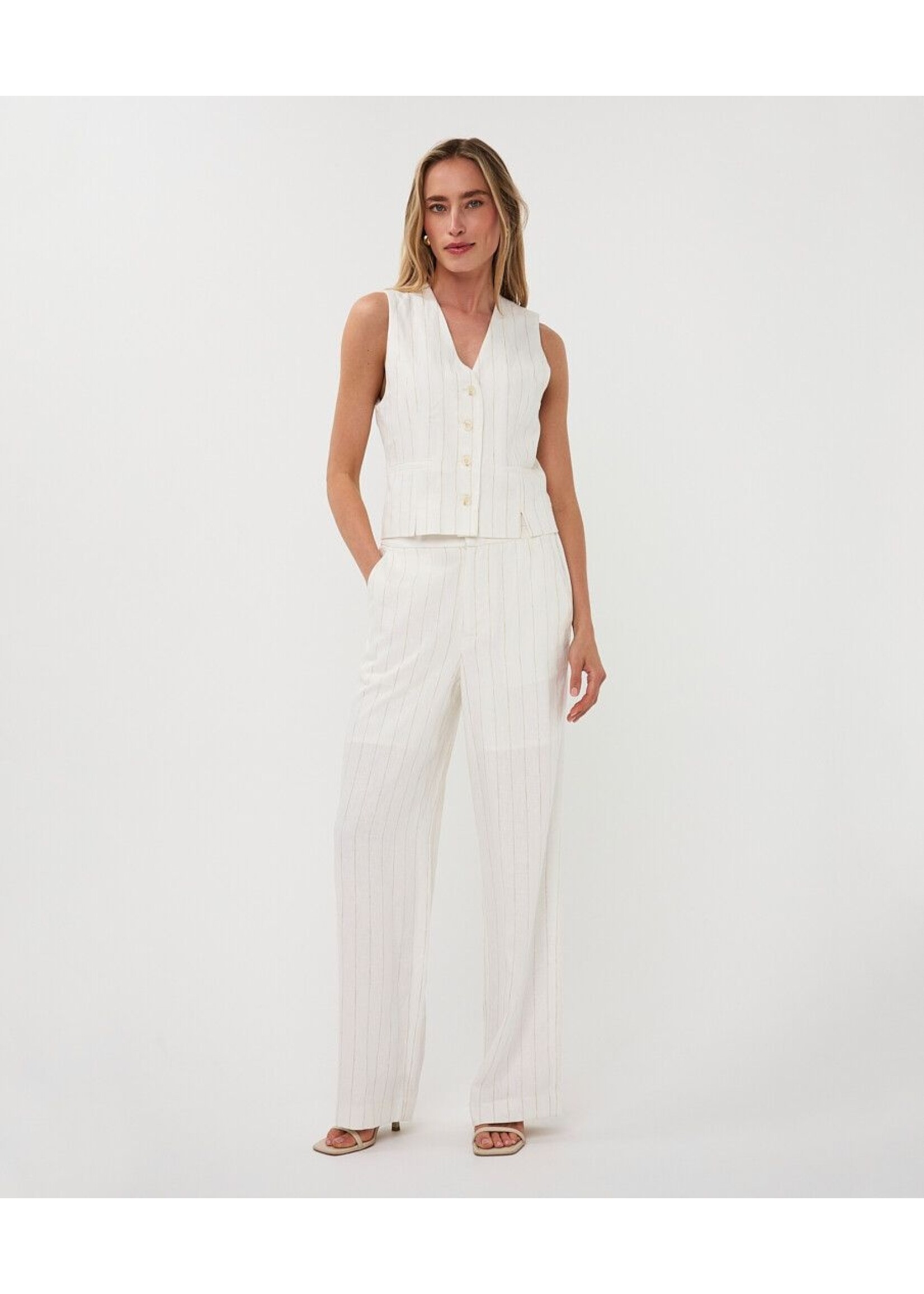 Esqualo Esqualo - Linnen Gilet - Off White/Sand