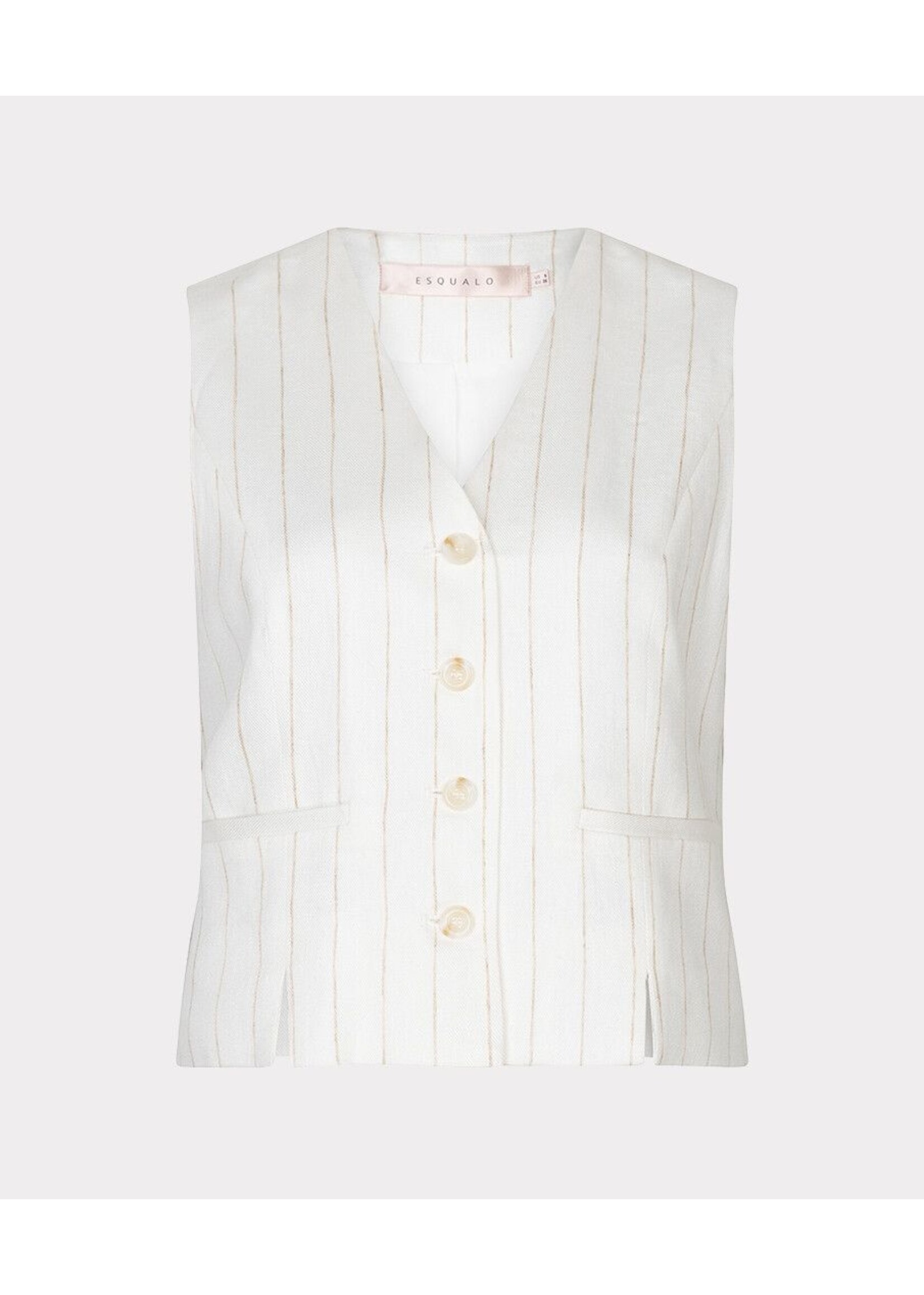 Esqualo Esqualo - Linnen Gilet - Off White/Sand