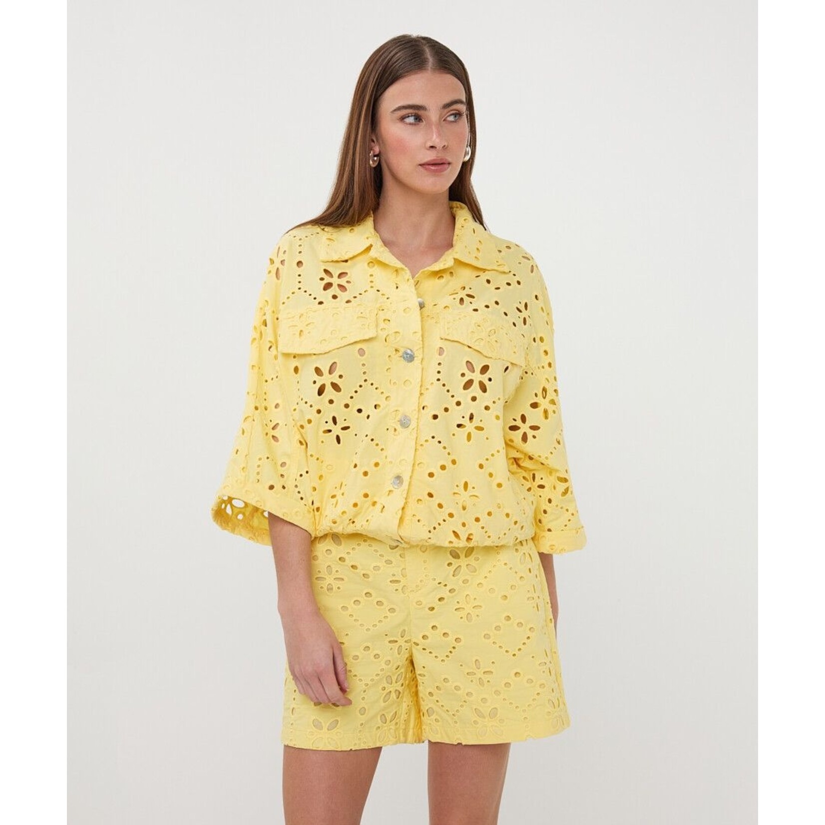 Esqualo Esqualo - Broderie Jacket - Lemon