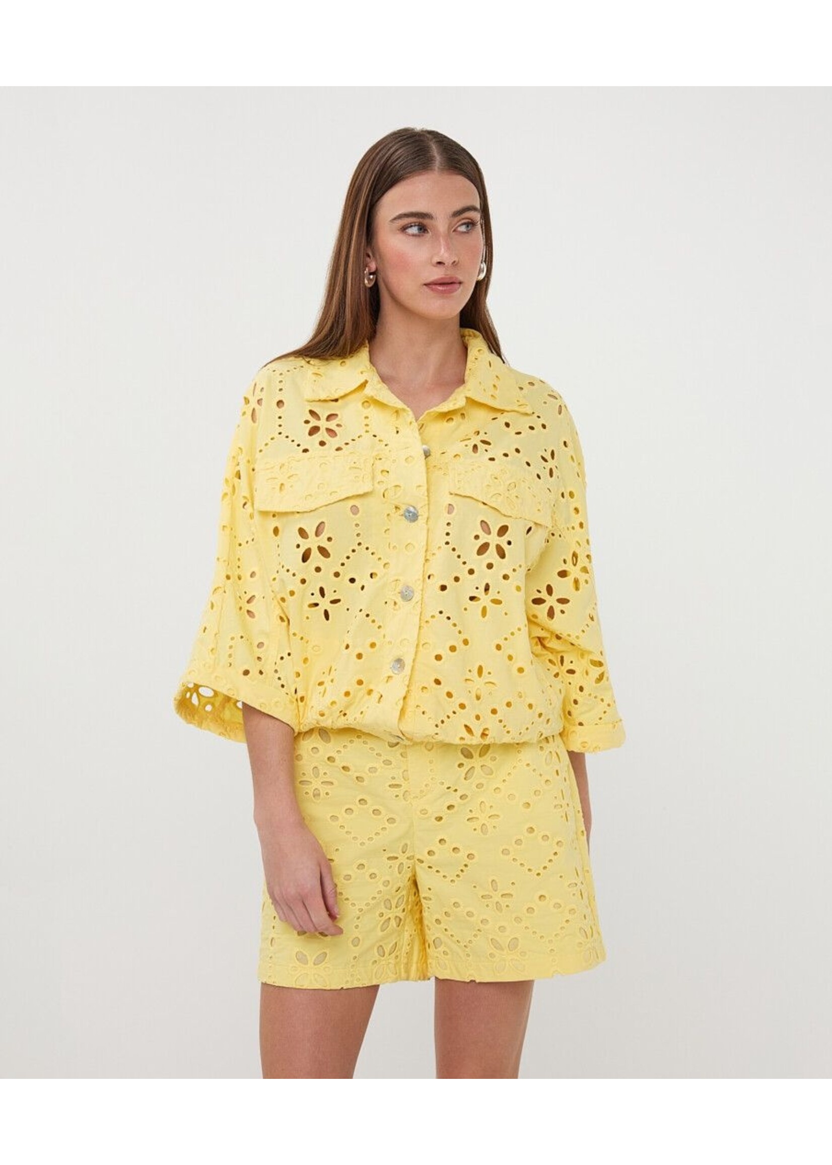Esqualo Esqualo - Broderie Jacket - Lemon