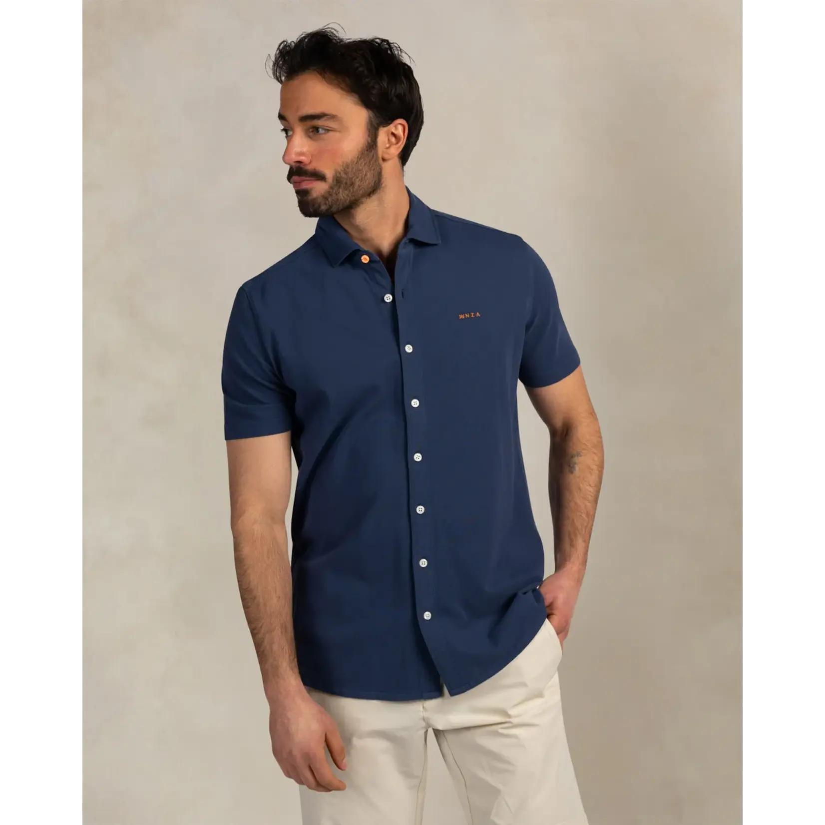 NZA NZA - Hemd Korte Mouw - Navy Sky
