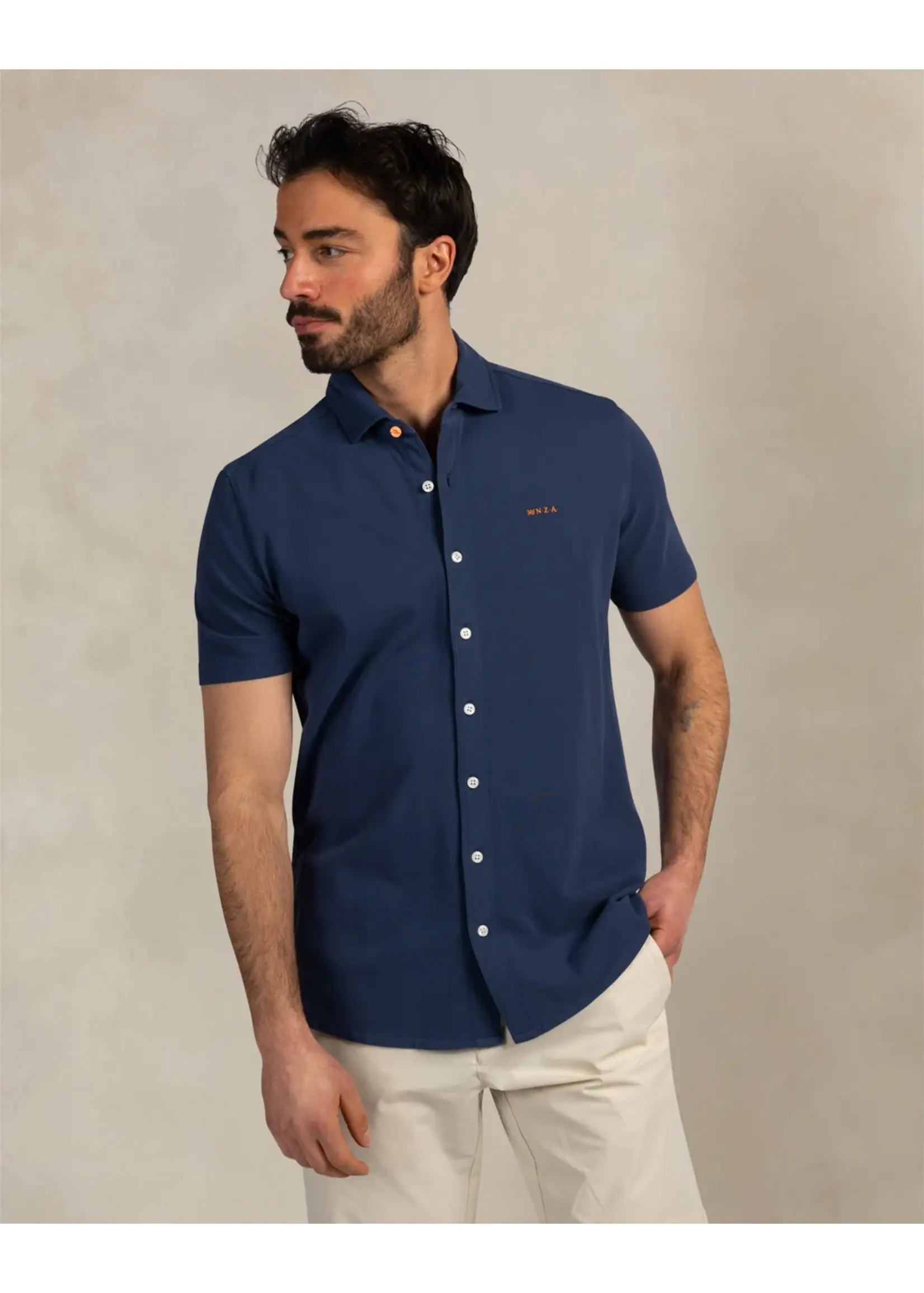 NZA NZA - Hemd Korte Mouw - Navy Sky