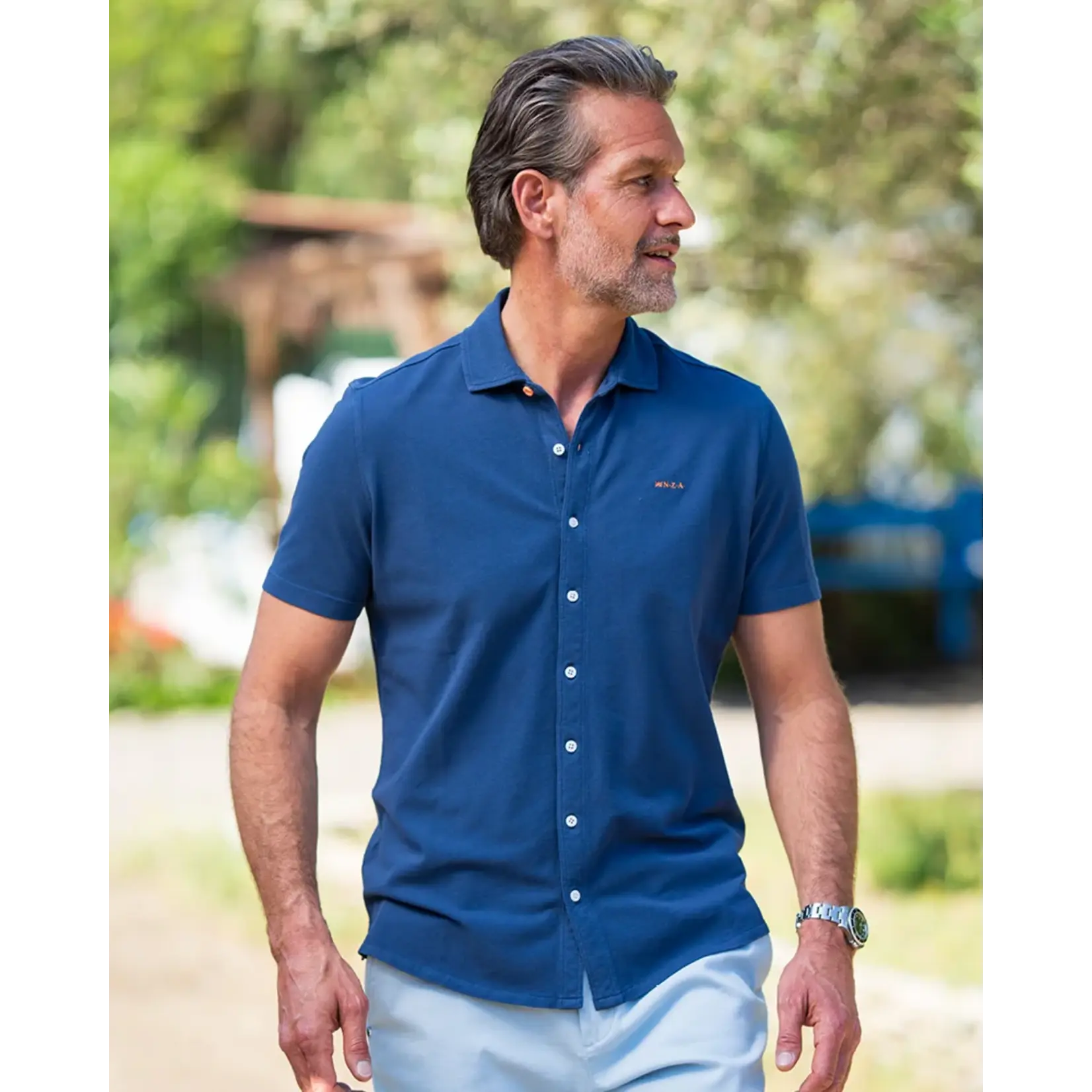 NZA NZA - Hemd Korte Mouw - Navy Sky
