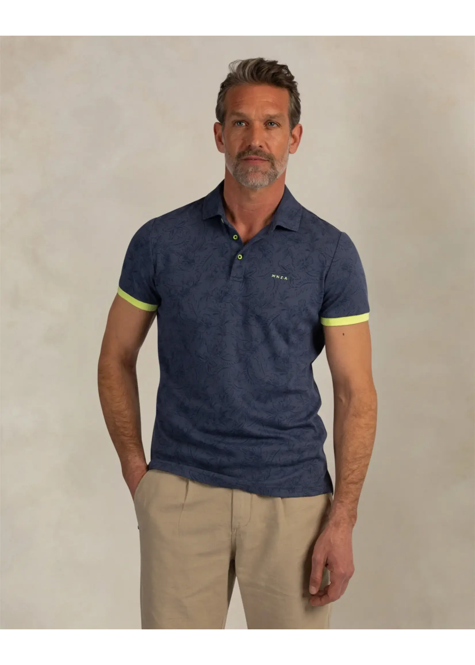 NZA NZA - Polo met Print - Brilliant Blue