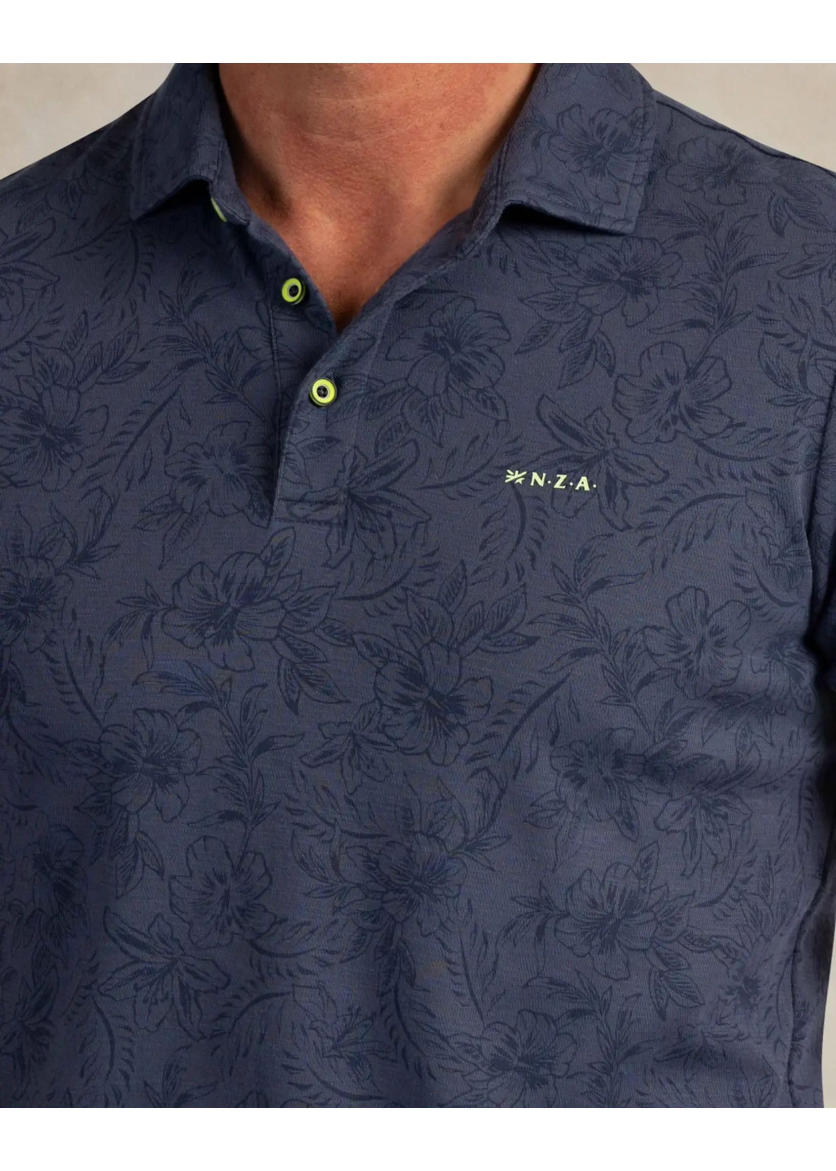 NZA NZA - Polo met Print - Brilliant Blue