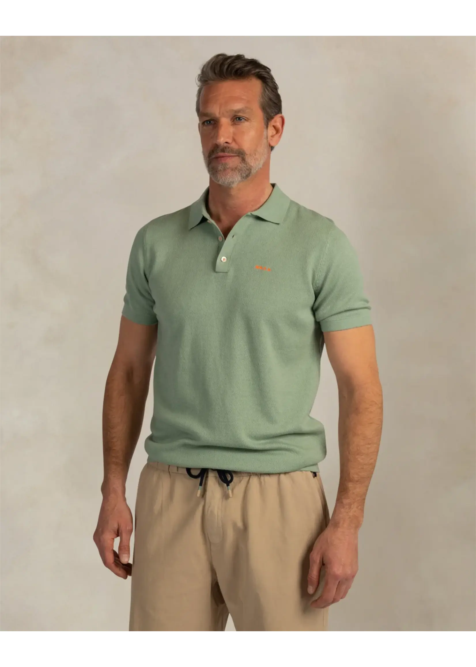NZA NZA - Gebreide Polo - Army Melange