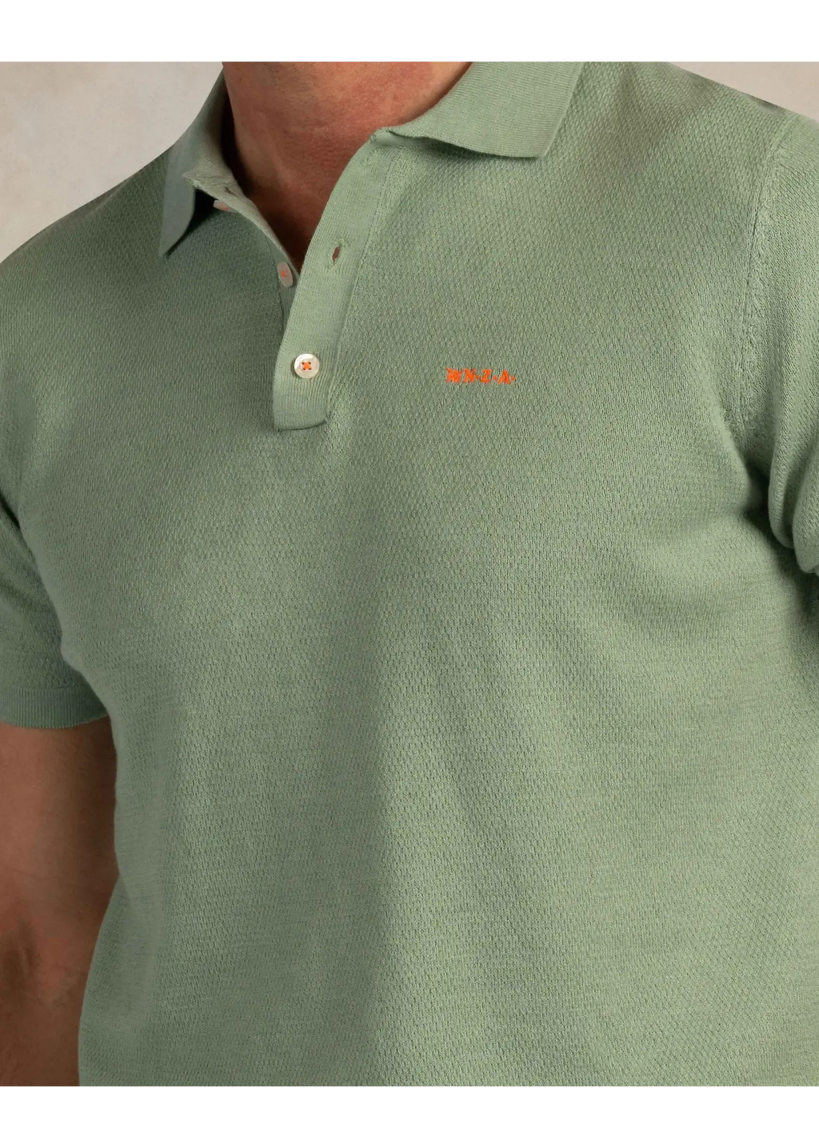 NZA NZA - Gebreide Polo - Army Melange