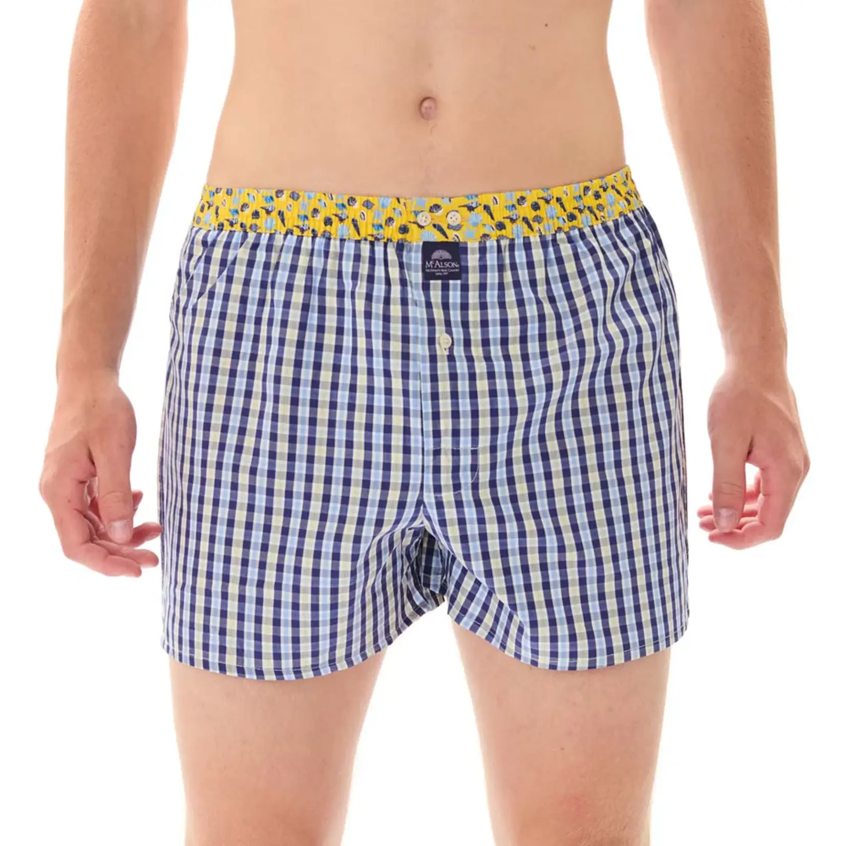 McAlson McAlson - Boxershort Schelpen - Blauw/Geel
