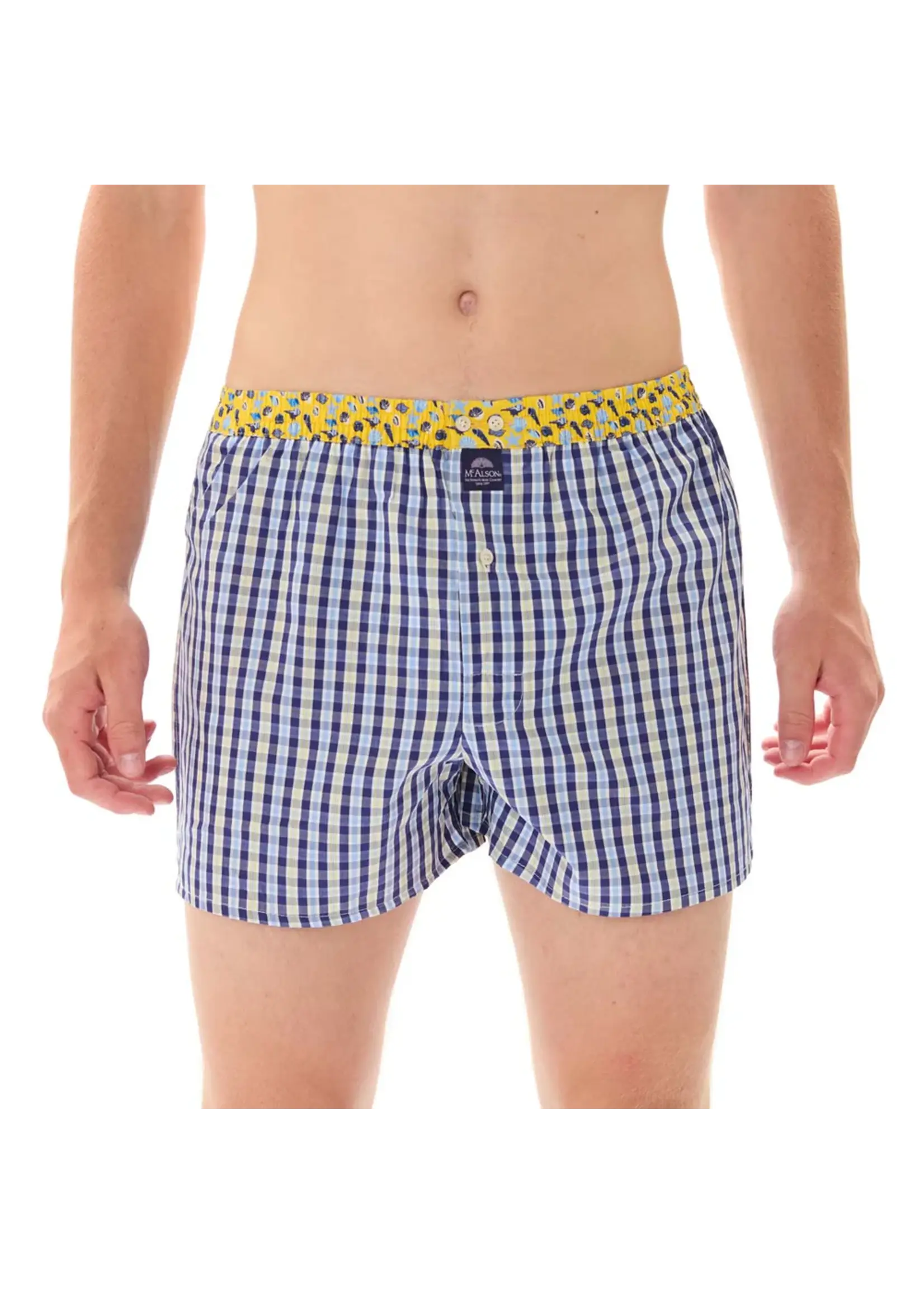 McAlson McAlson - Boxershort Schelpen - Blauw/Geel