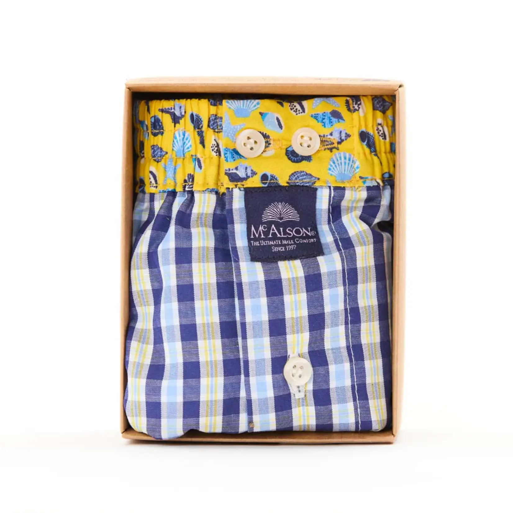 McAlson McAlson - Boxershort Schelpen - Blauw/Geel