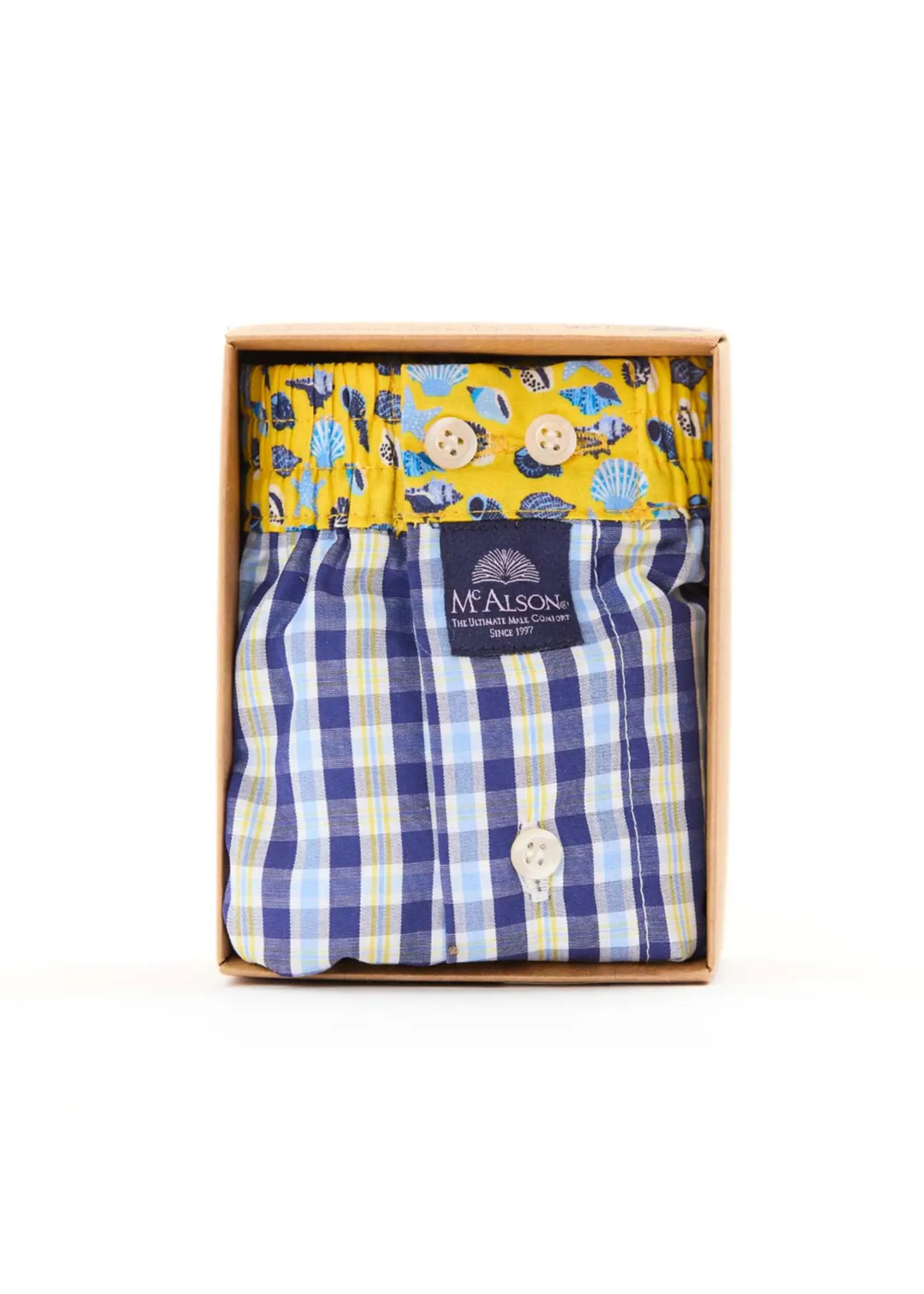 McAlson McAlson - Boxershort Schelpen - Blauw/Geel