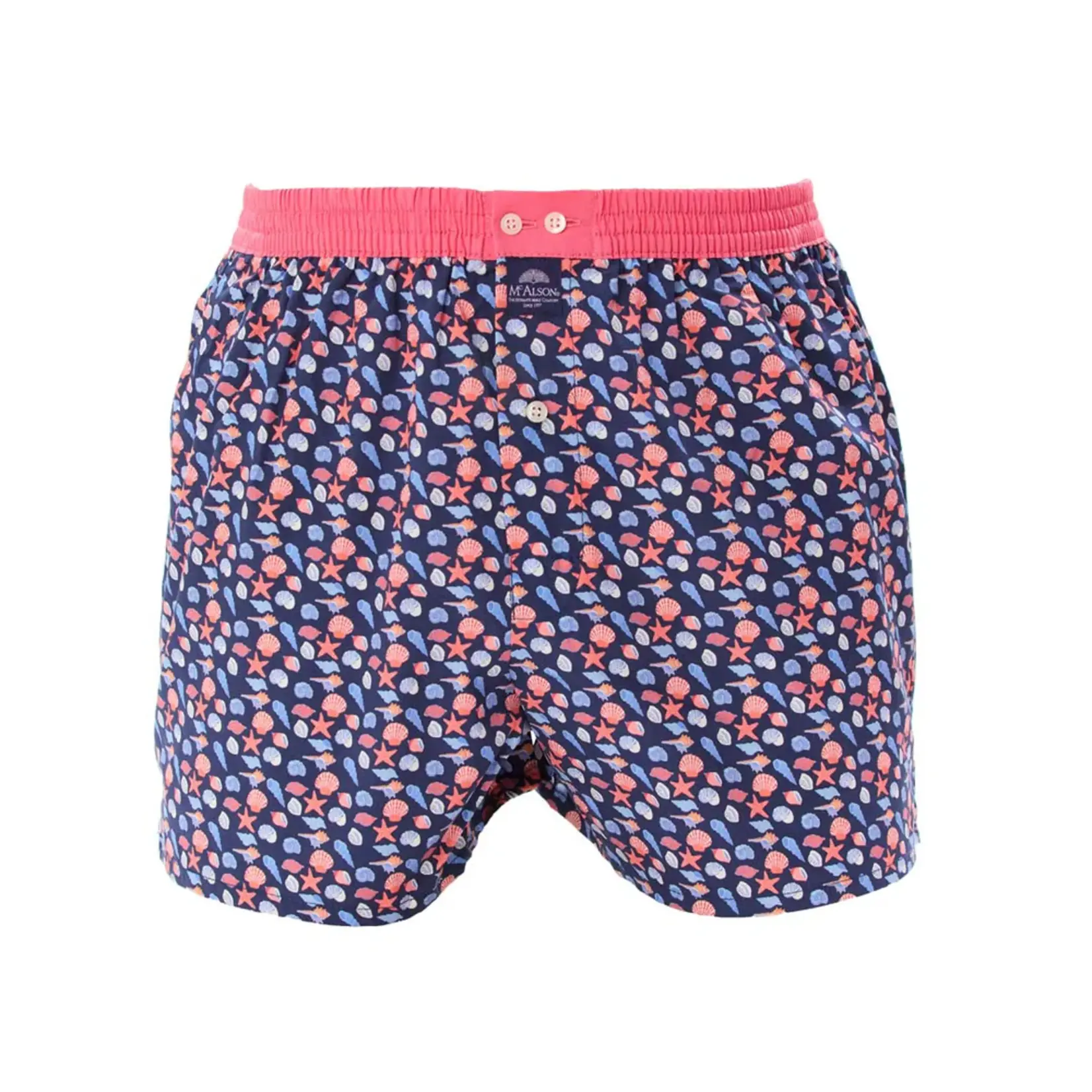 McAlson McAlson - Boxershort Schelpen - Donkerblauw/Koraal