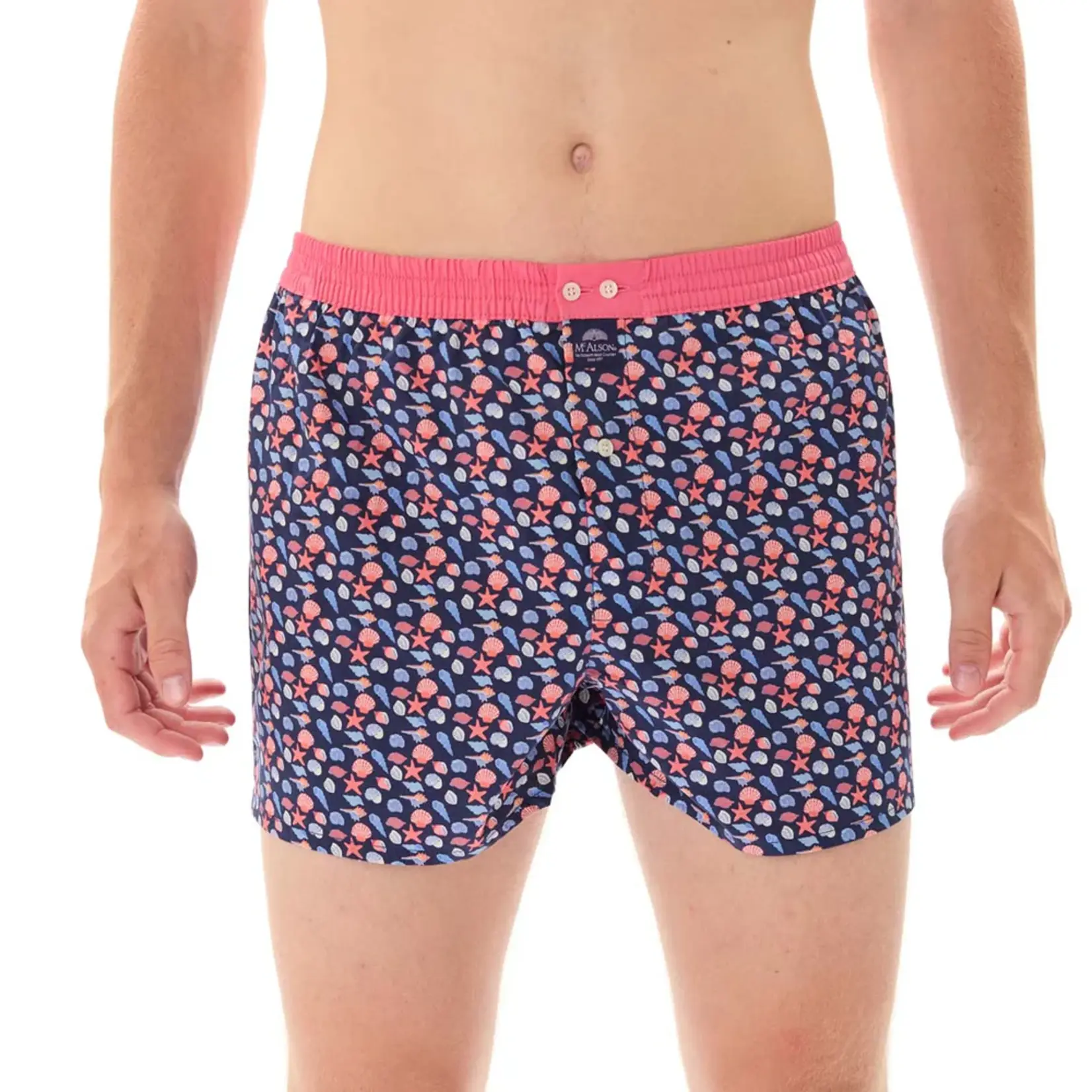 McAlson McAlson - Boxershort Schelpen - Donkerblauw/Koraal