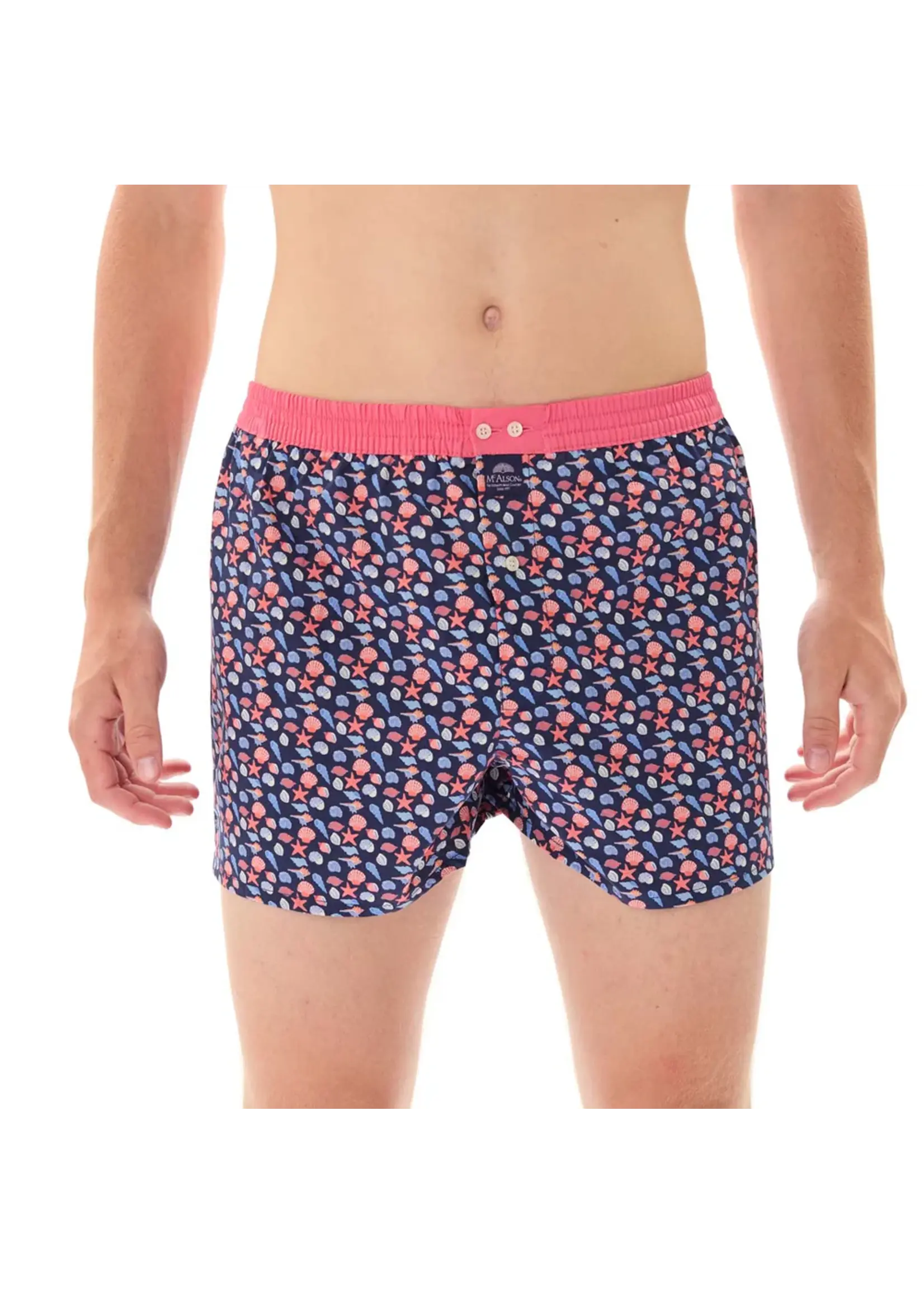McAlson McAlson - Boxershort Schelpen - Donkerblauw/Koraal