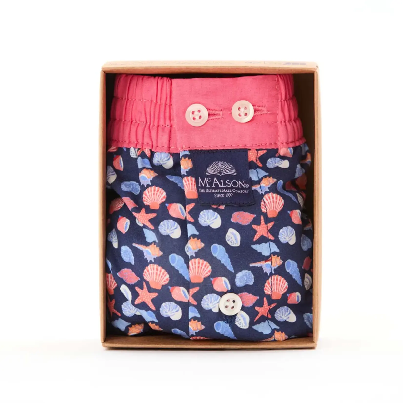 McAlson McAlson - Boxershort Schelpen - Donkerblauw/Koraal
