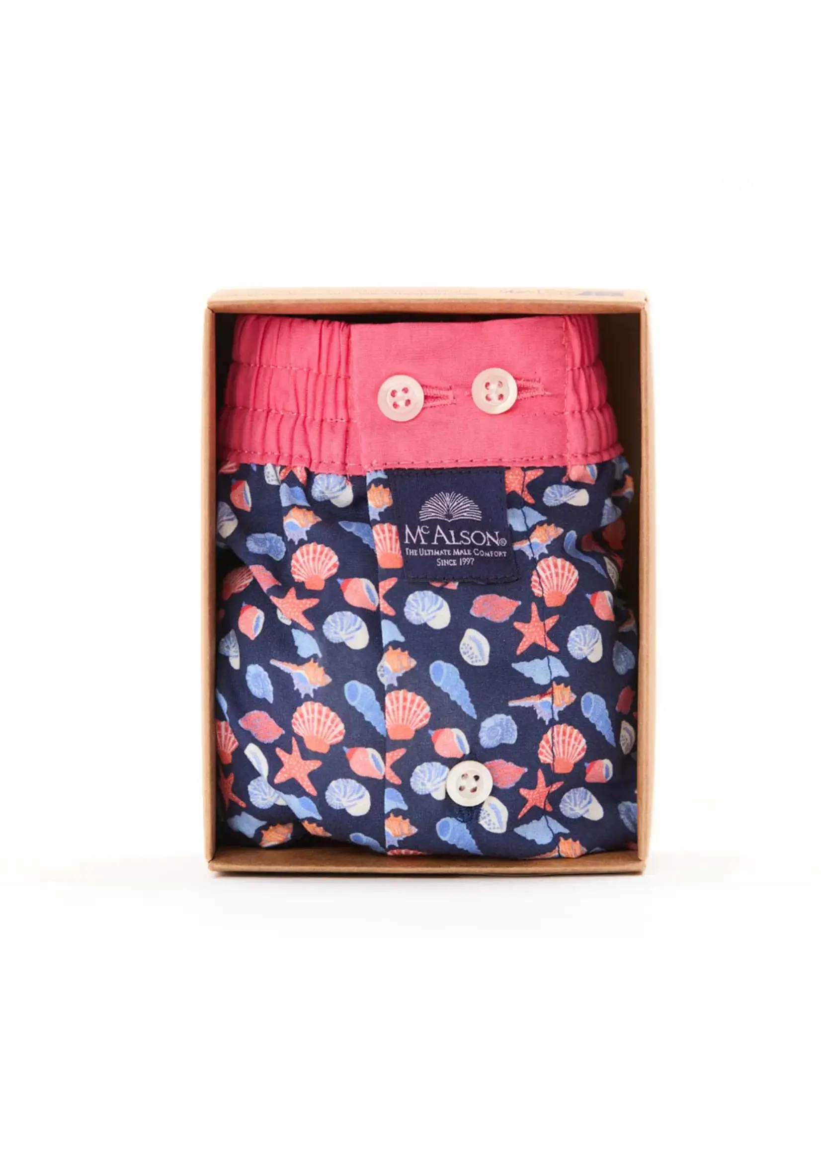 McAlson McAlson - Boxershort Schelpen - Donkerblauw/Koraal