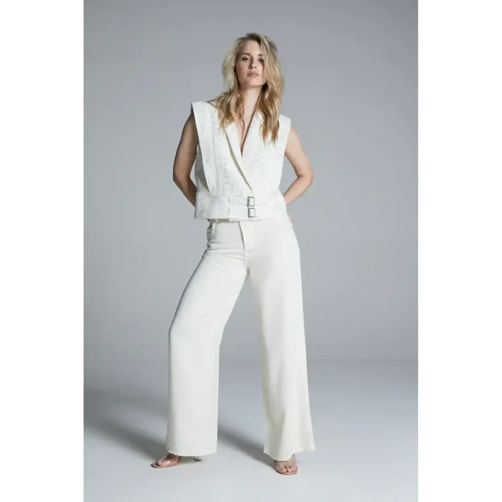 Homage Homage - Flowy Palazzo Jeans - Washed Vanilla