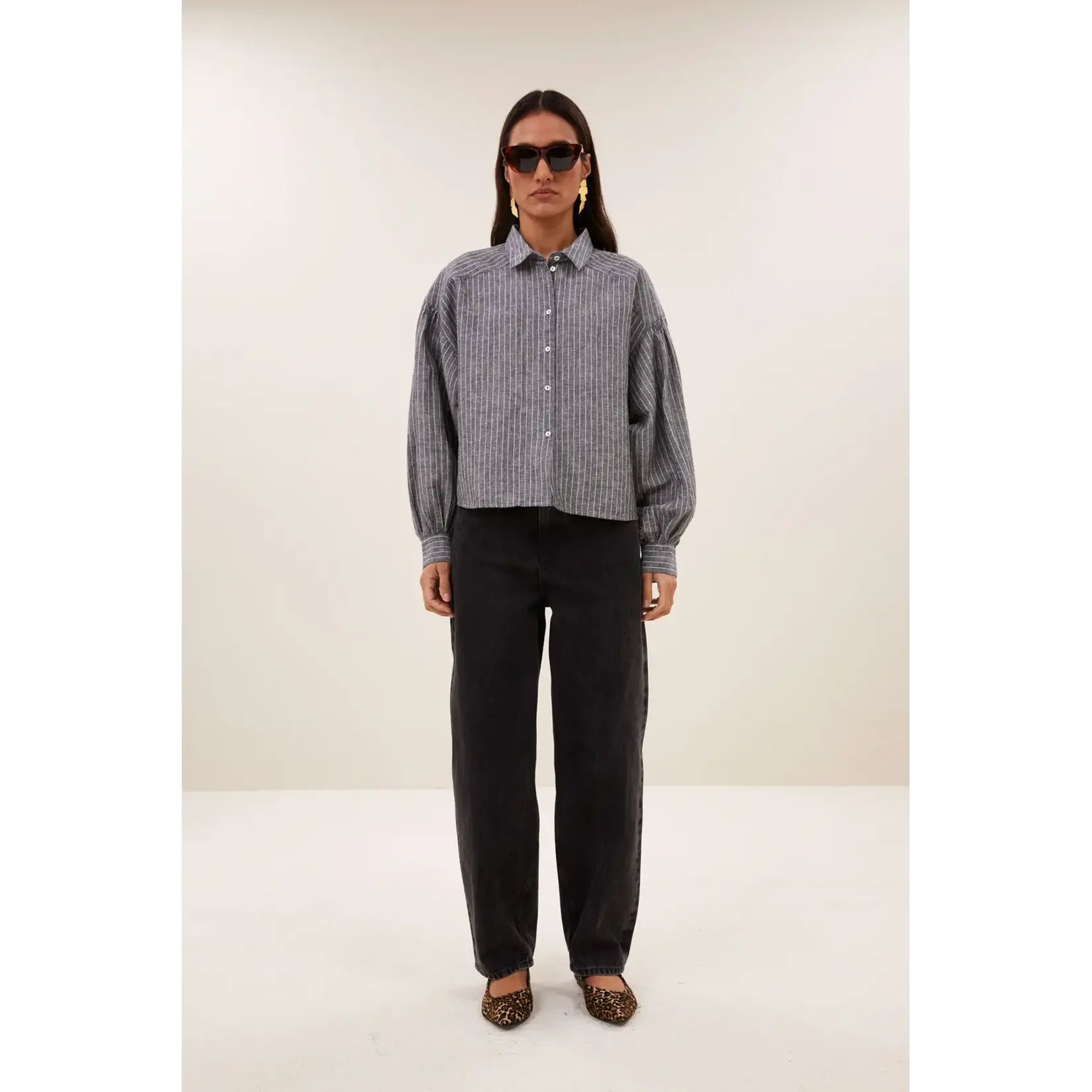 By-Bar By-Bar - Sarah Blouse - Ash Grey Stripe