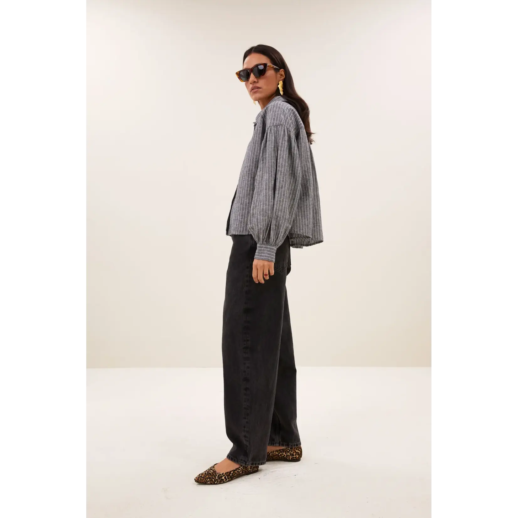 By-Bar By-Bar - Sarah Blouse - Ash Grey Stripe