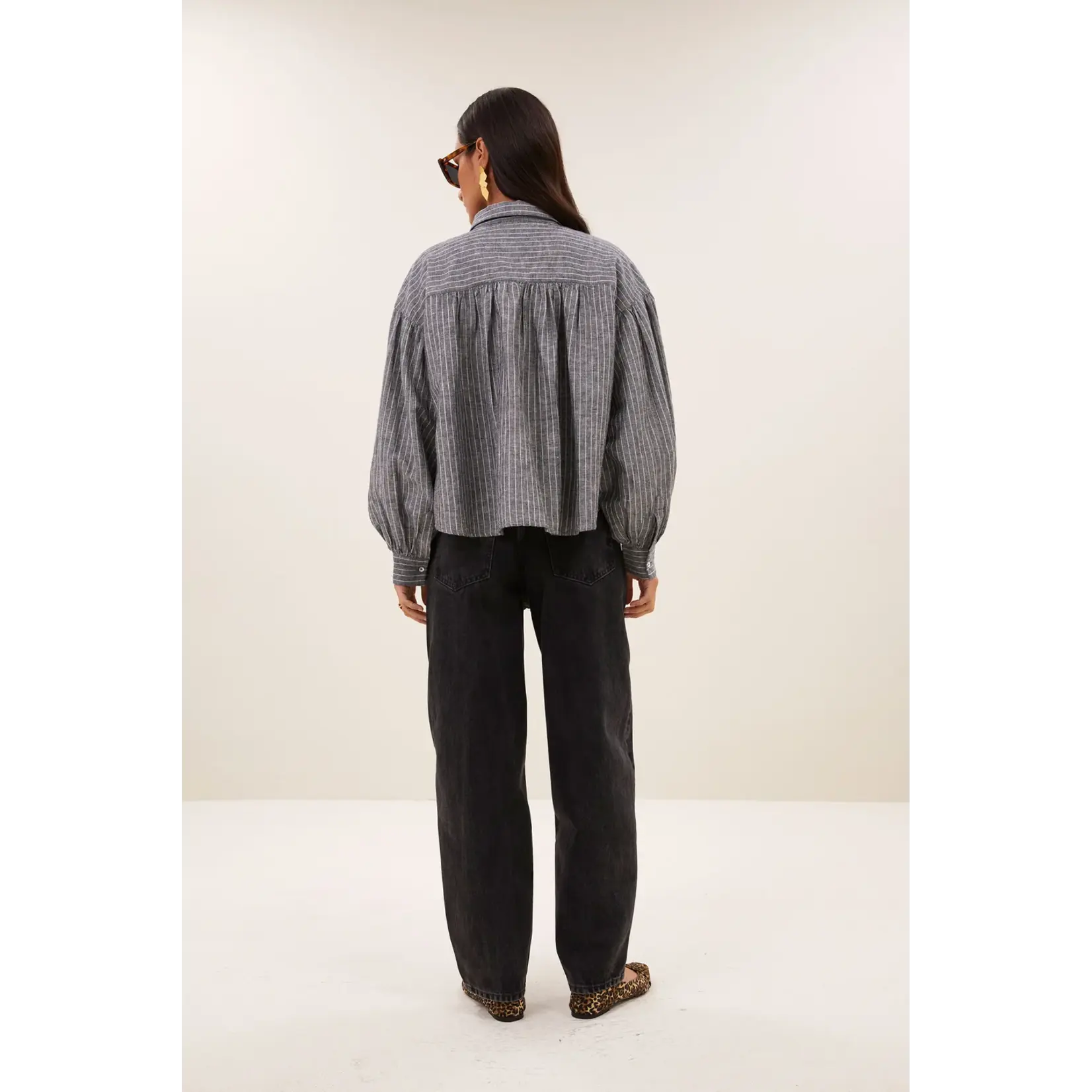 By-Bar By-Bar - Sarah Blouse - Ash Grey Stripe