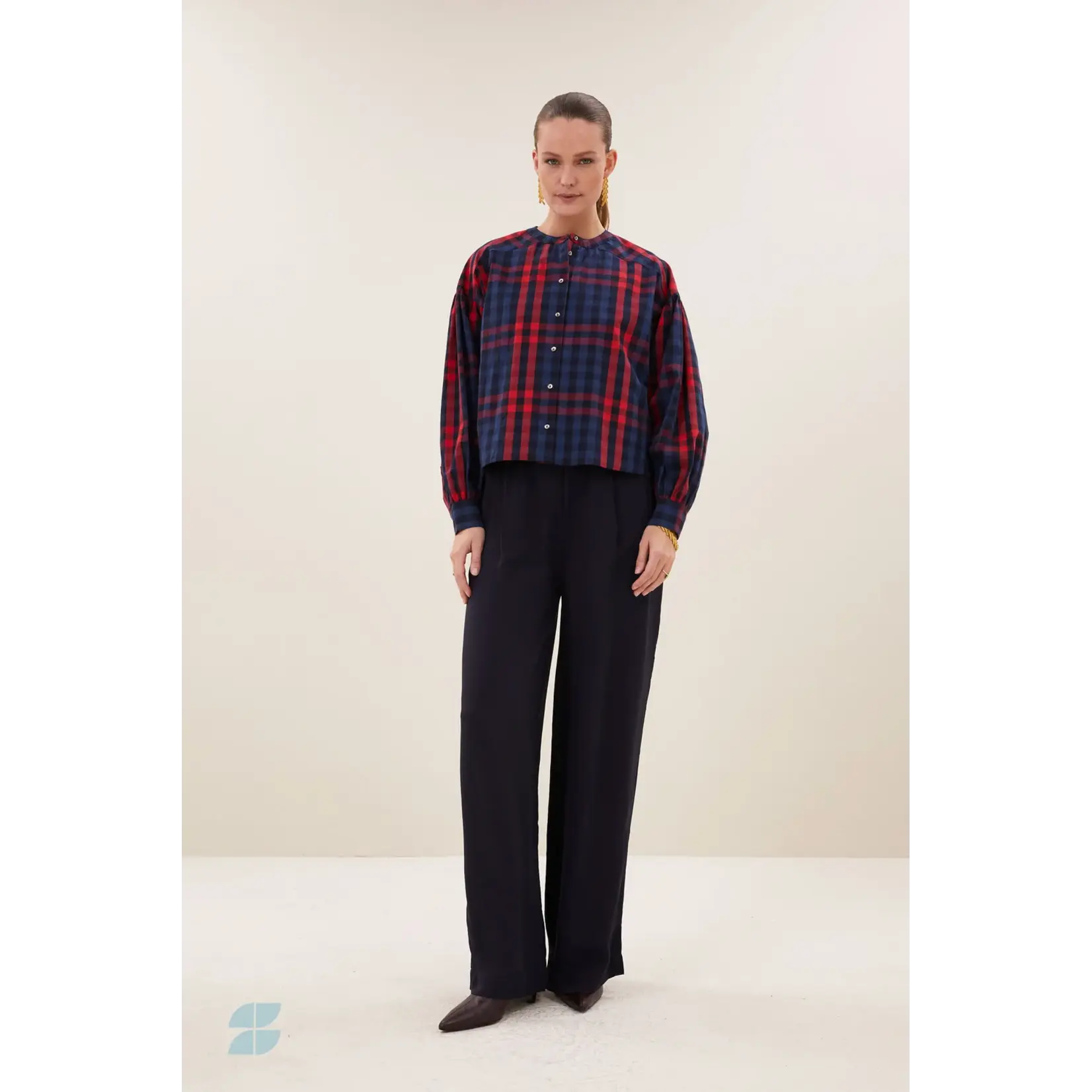 By-Bar By-Bar - Ella Blouse - Royal Red Check